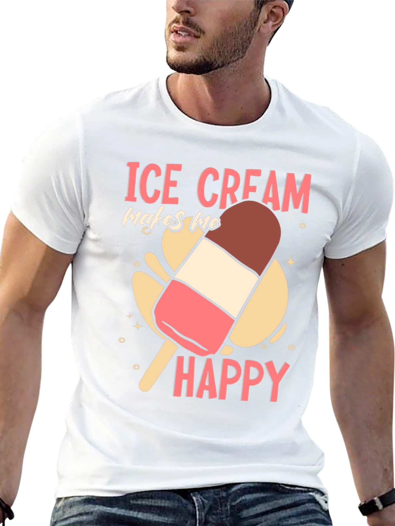 Black Ice Cream Makes Me Happy Graphic Tee view 13
