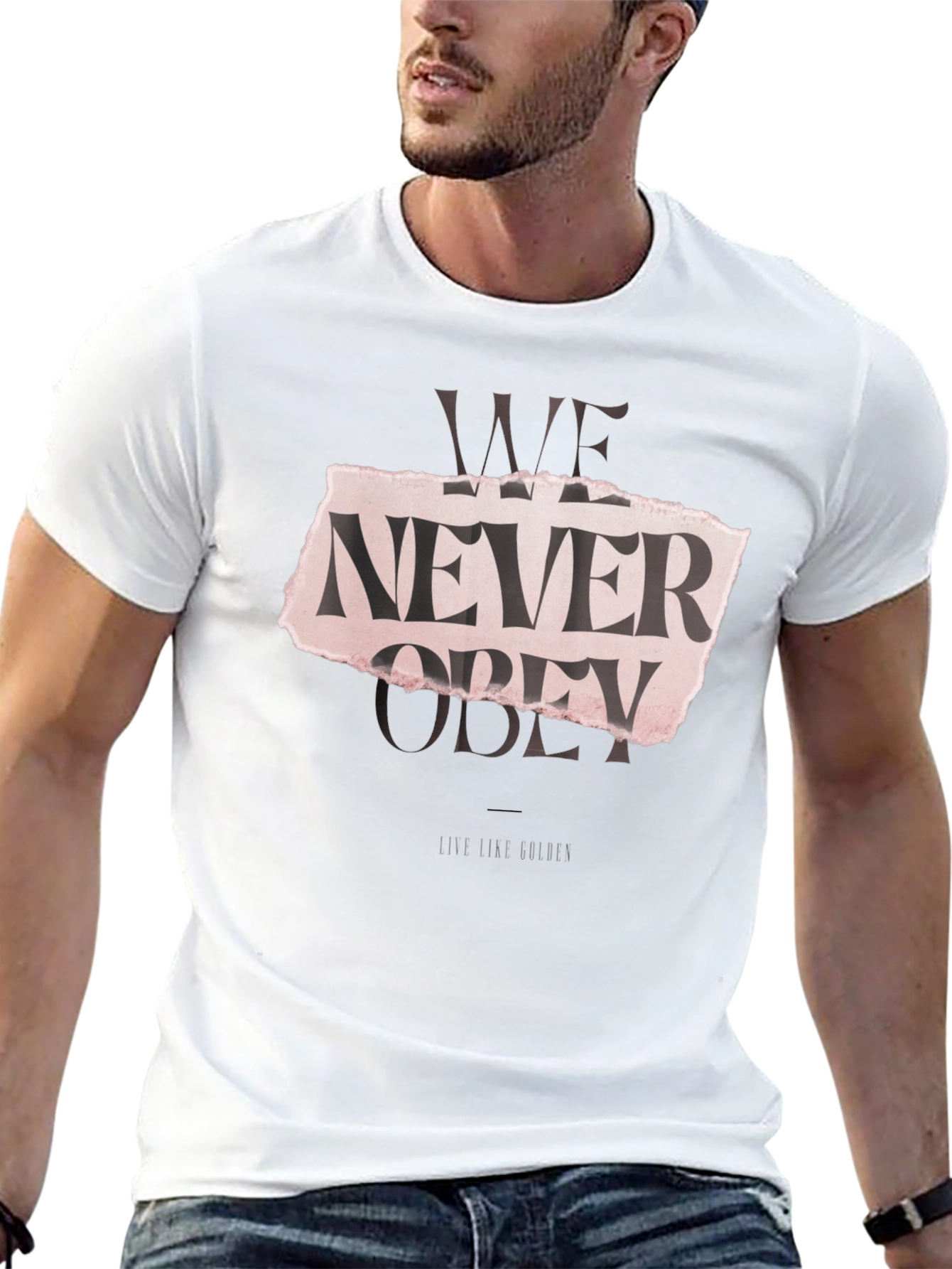 Black Edgy We Never Obey Graphic T-Shirt view 13