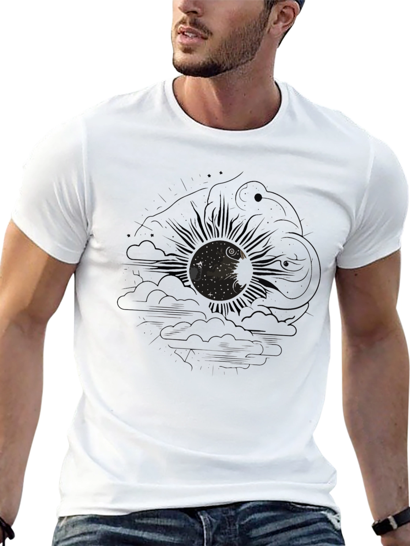 Black Mystic Sun Graphic T-Shirt - Black Cotton Tee view 13