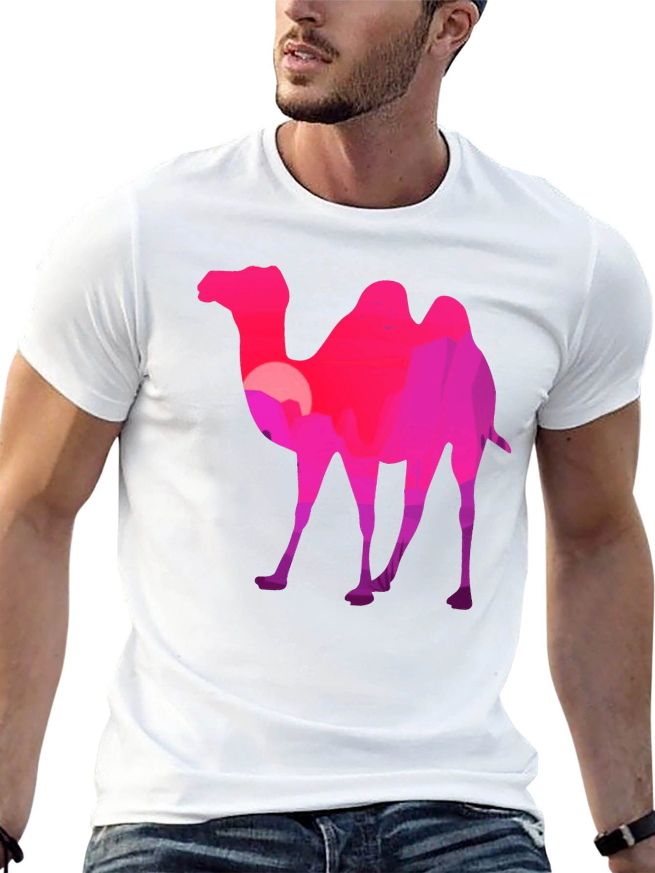 Black Camel Silhouette T-Shirt - Desert Sunset Graphic Tee view 13