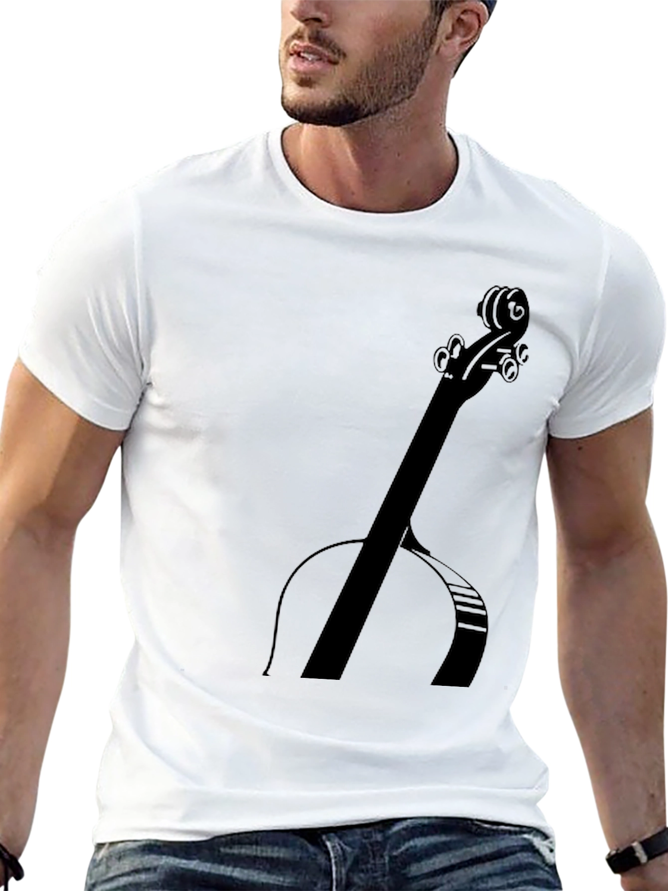 Black Cello Graphic Tee - Musician's Black T-Shirt view 13