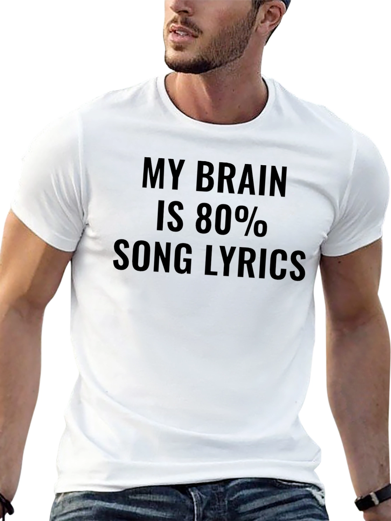 Black Song Lyric Brain T-Shirt - Funny Music Lover Tee view 13