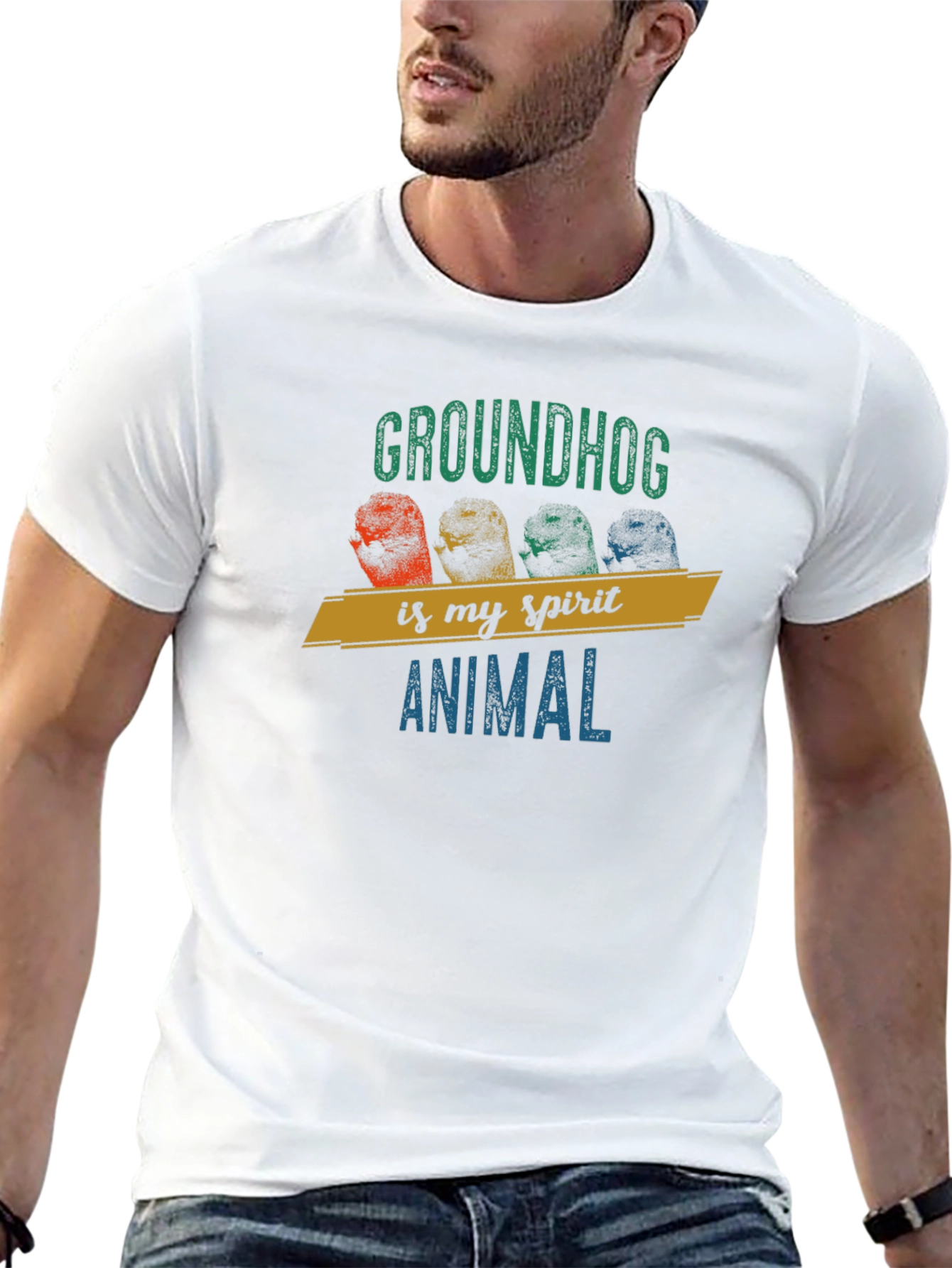 Black Groundhog Spirit Animal T-Shirt view 13