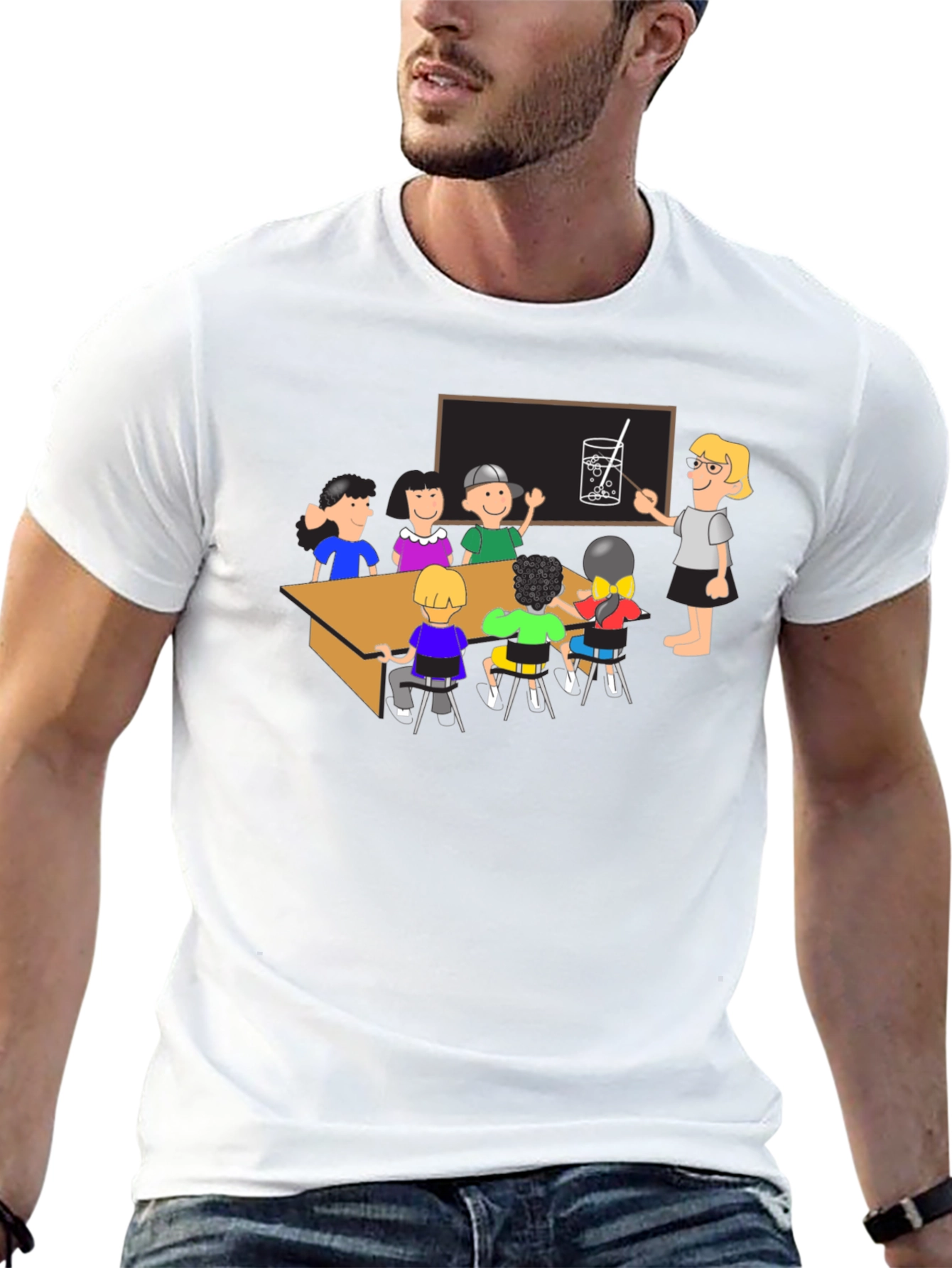 Black Cartoon School Kids Print Black T-Shirt view 13