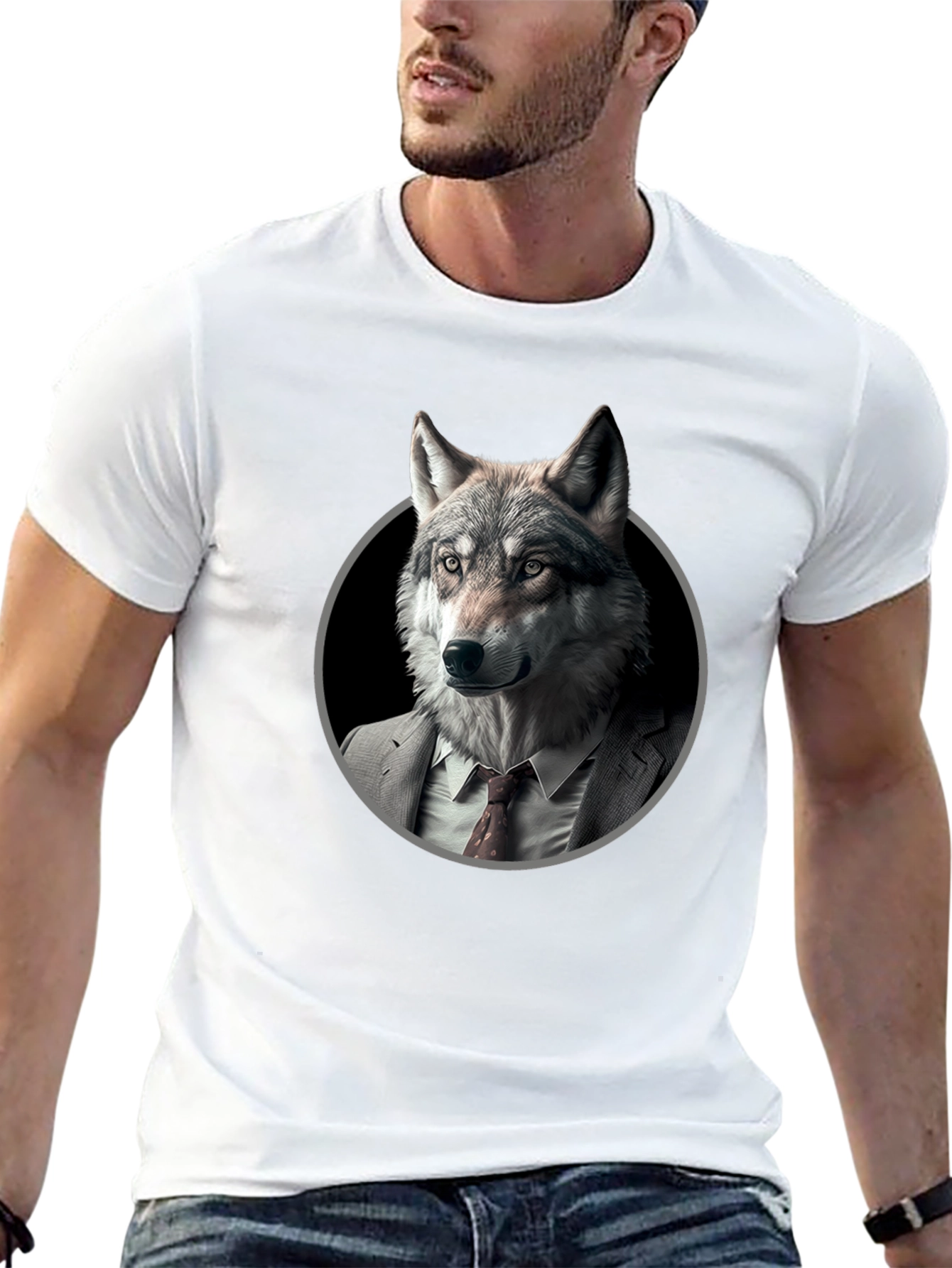 Black Wolf in Suit Graphic T-Shirt - Mens view 13