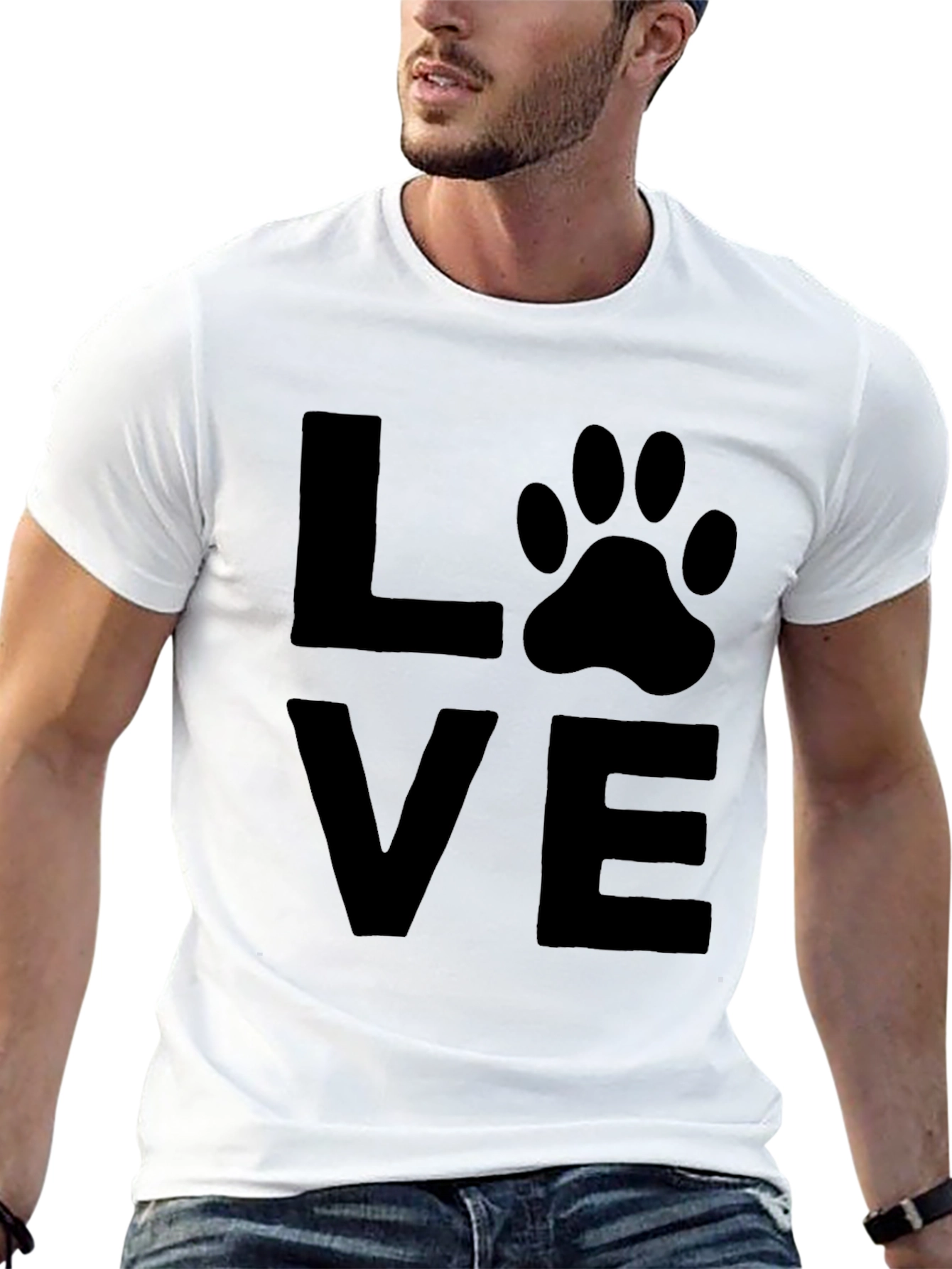 Black Love Paw Print T-Shirt - Black Graphic Tee view 13