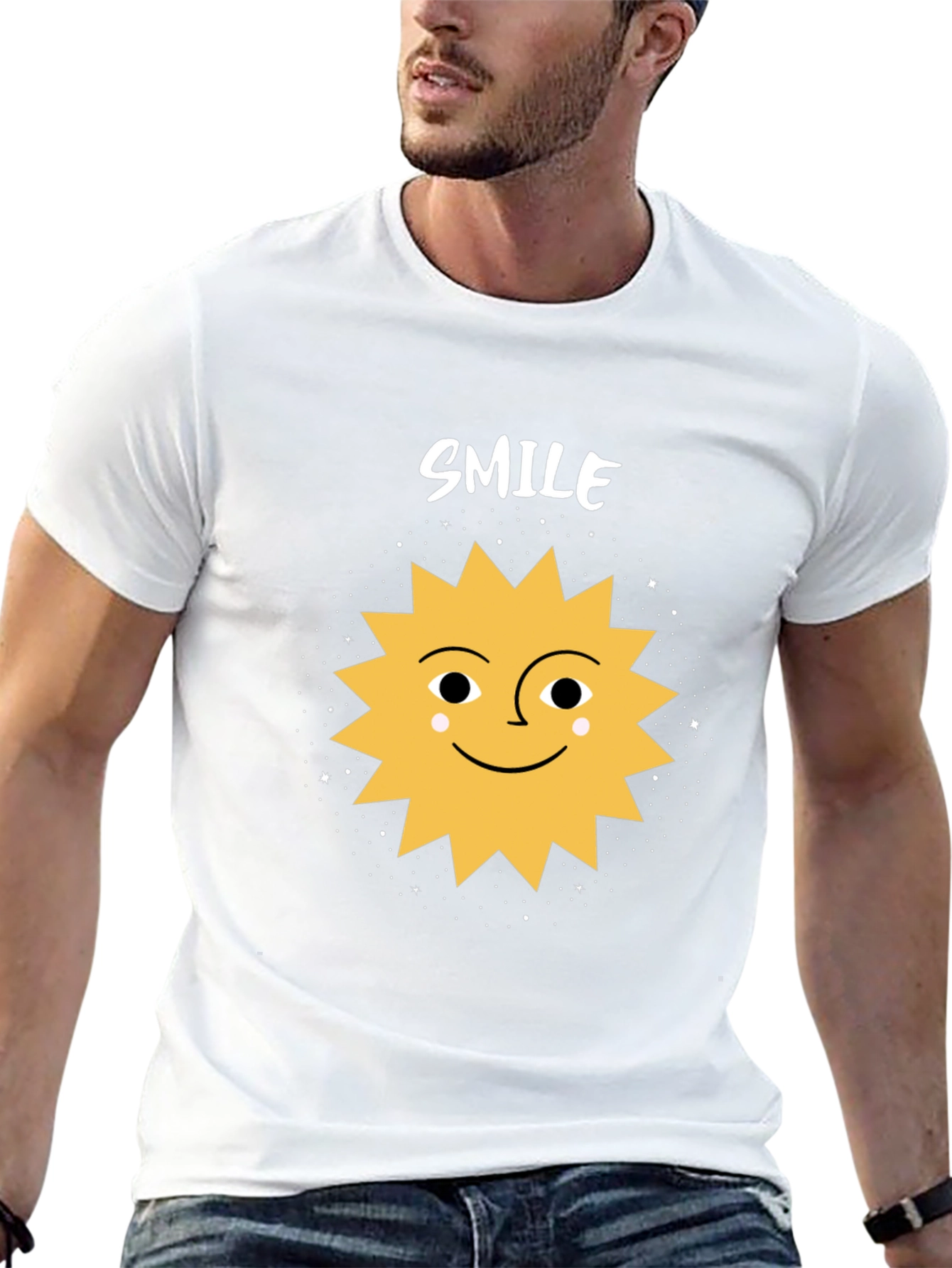 Black Smile Sun Graphic Tee - Black Cotton Blend Shirt view 13