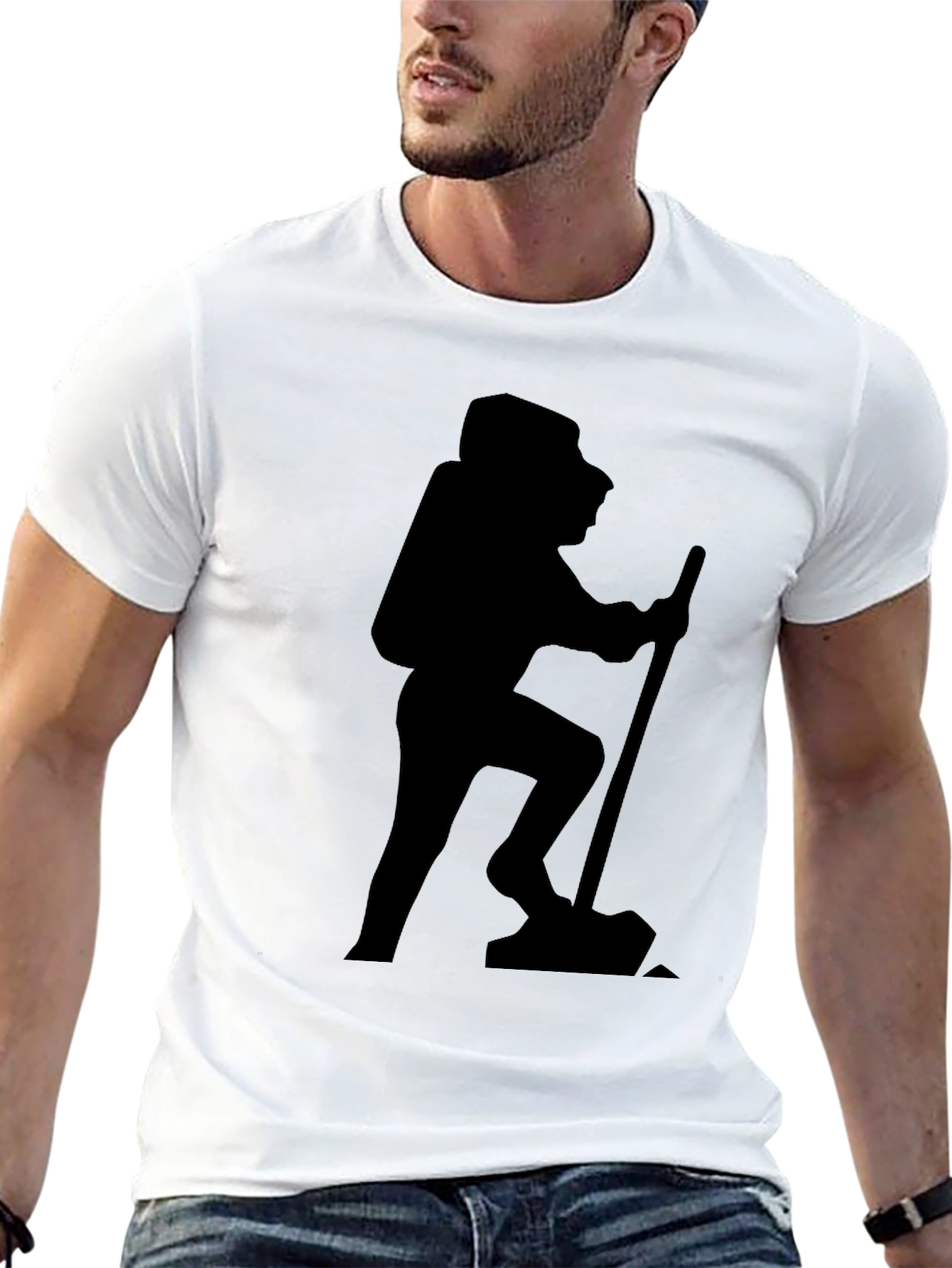 Black Hiking Silhouette Black T-Shirt view 13