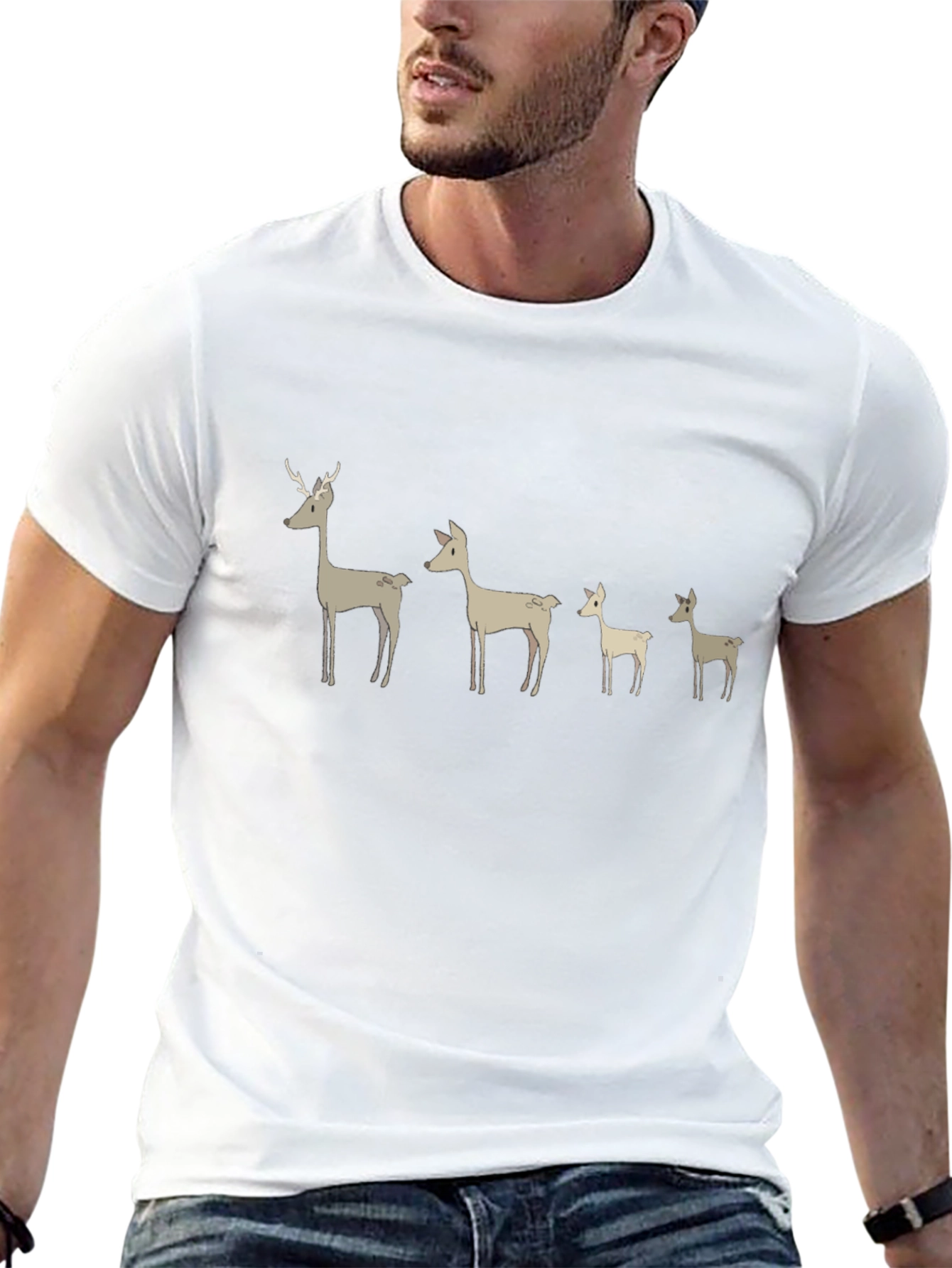 Black Deer Family Graphic T-Shirt - Black view 13