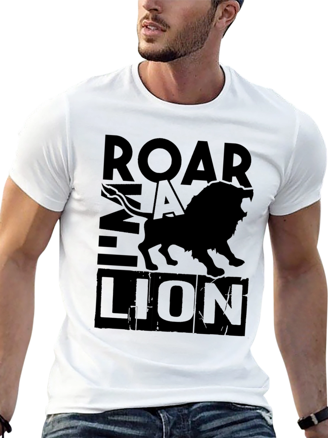 Black Roar Lion Black Graphic Tee view 13