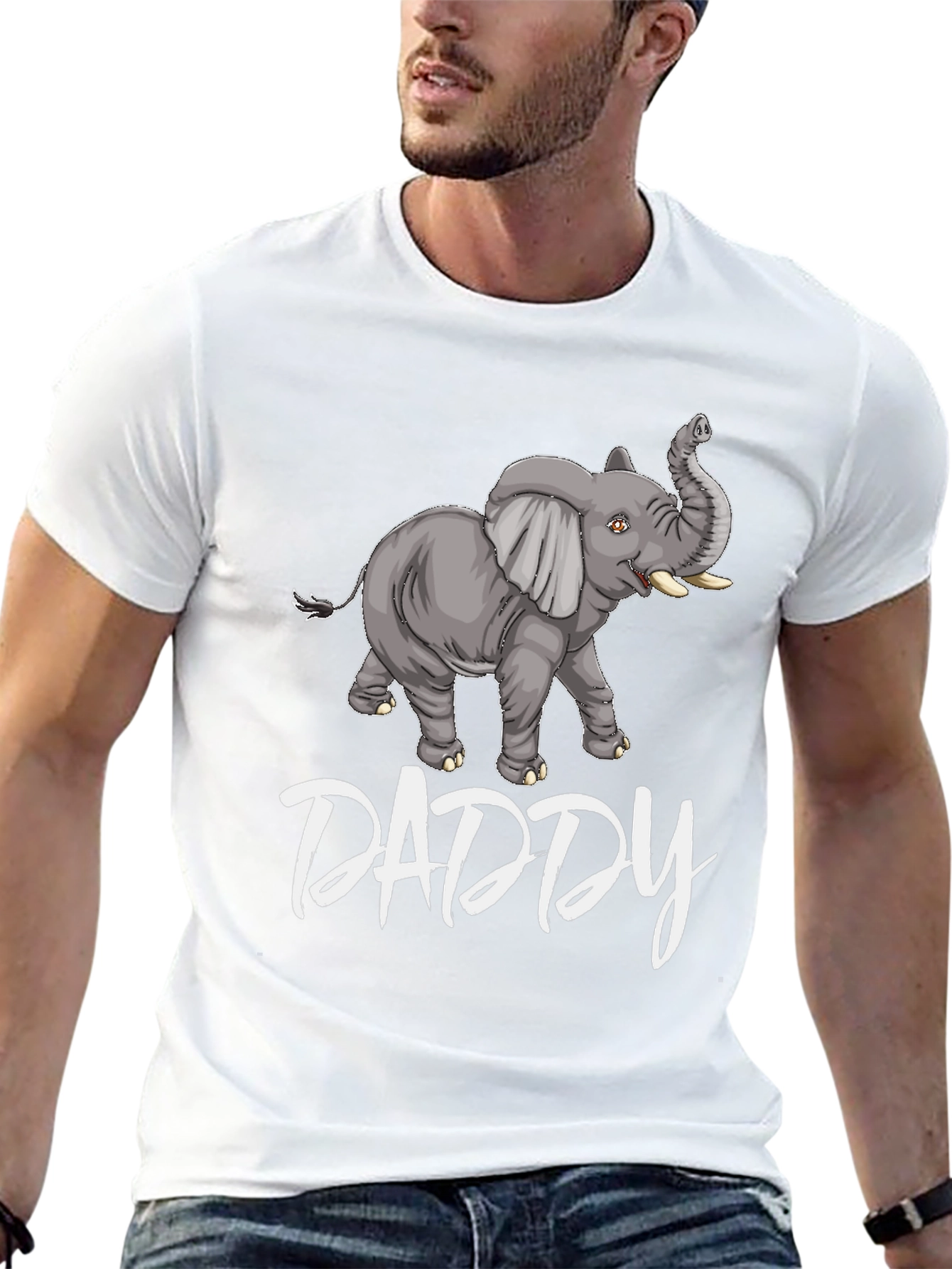 Black Daddy Elephant Graphic Tee - Black Cotton T-Shirt view 13