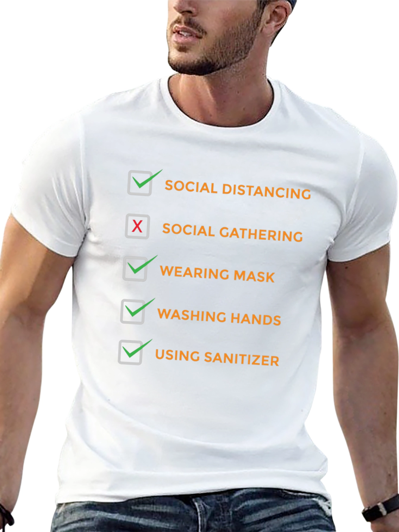Black Social Distancing Graphic T-Shirt view 13