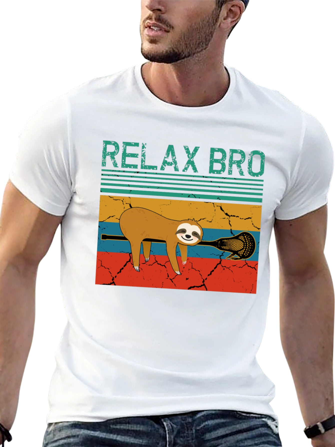 Black Relax Bro Sloth Lacrosse Graphic Tee view 13
