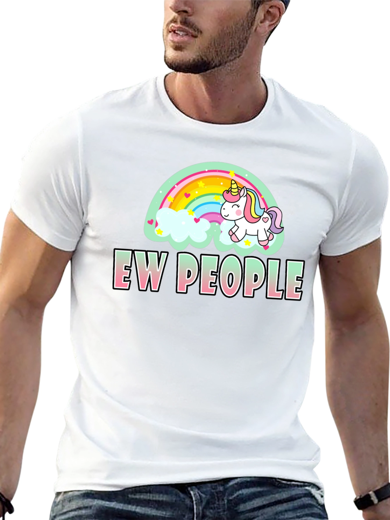 Black Ew People Unicorn Rainbow T-Shirt view 13
