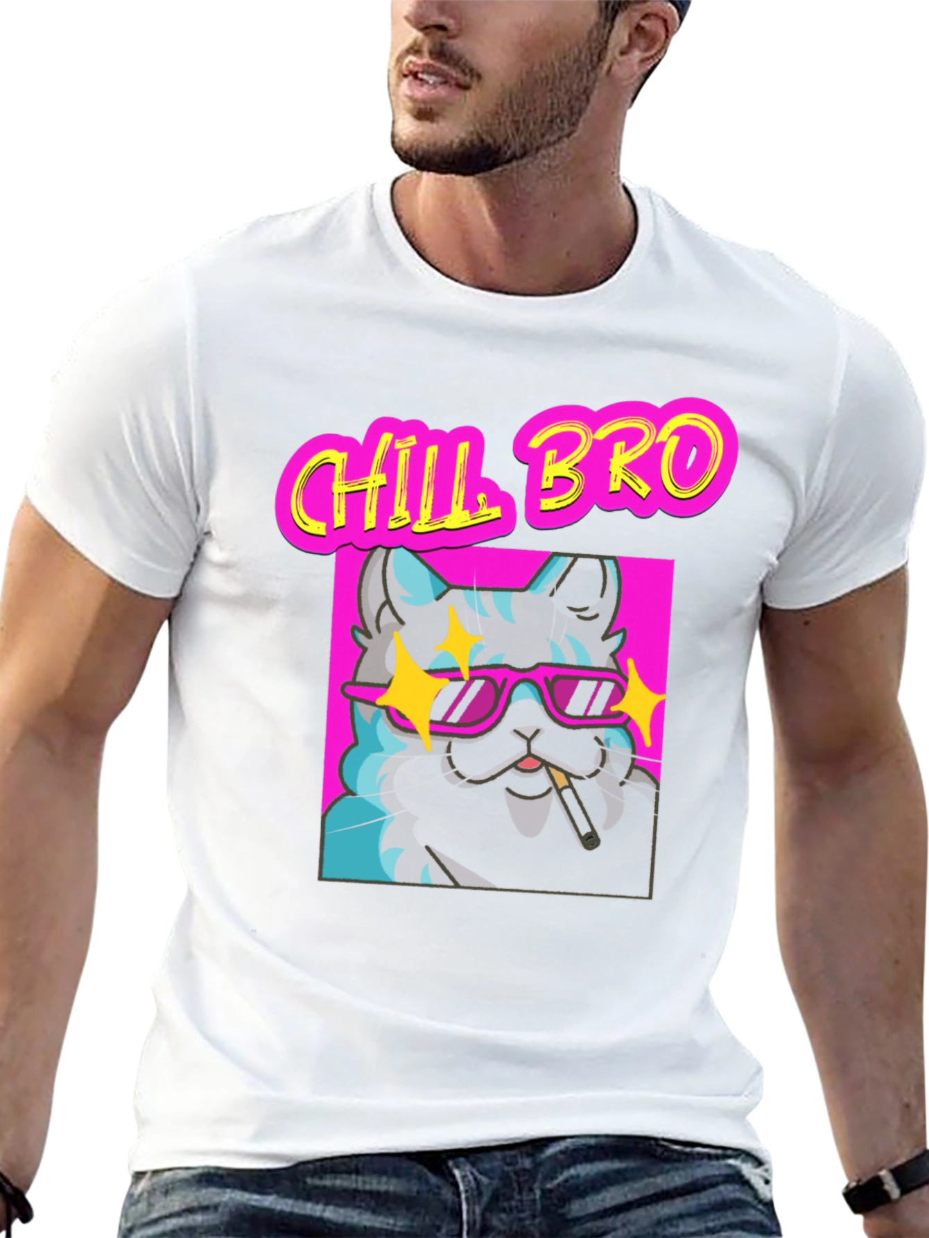 Black Chill Bro Cat Graphic T-Shirt - Relaxed Fit view 13