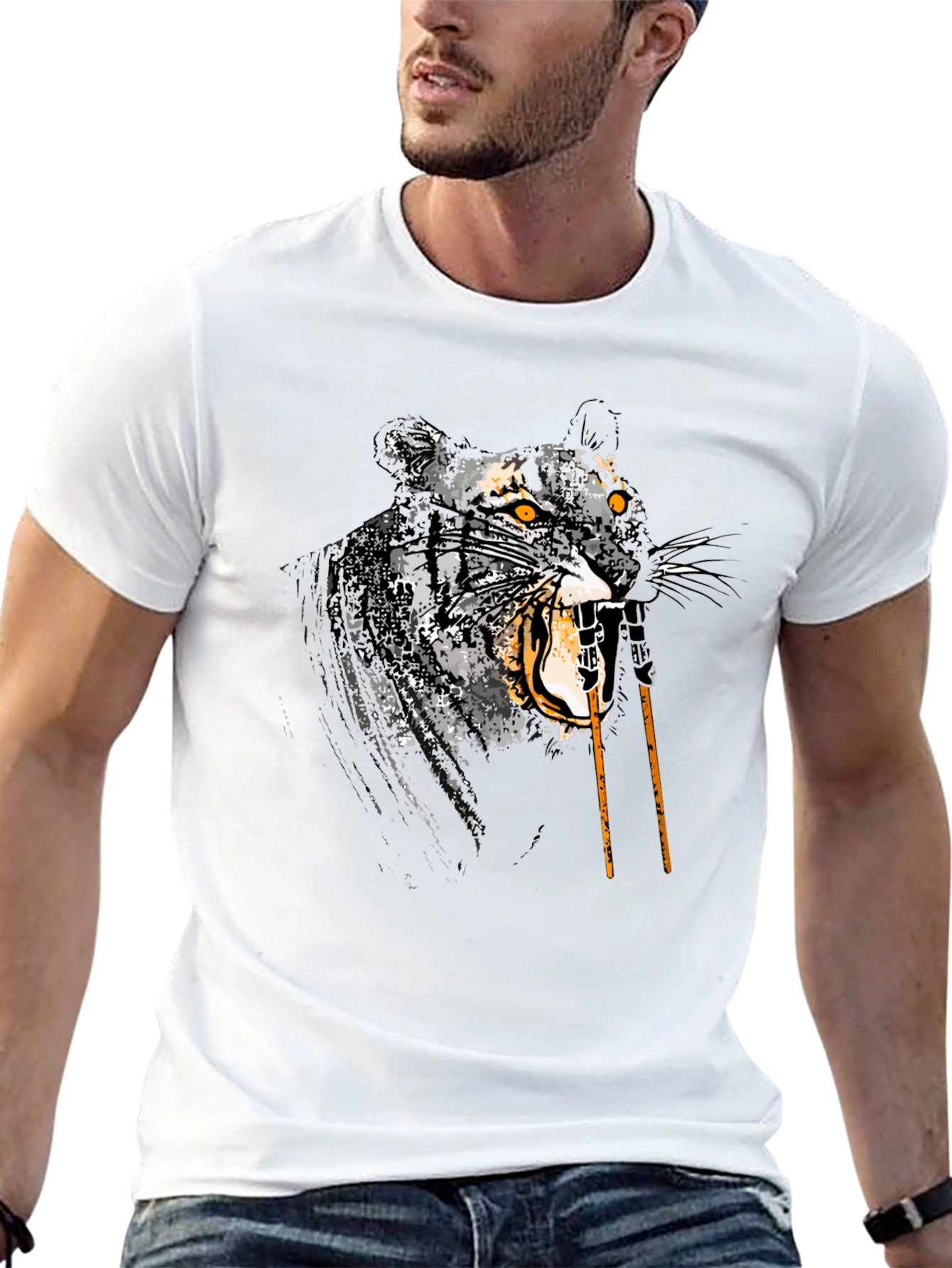 Black Tiger Graphic Tee - Men's Black T-Shirt view 13