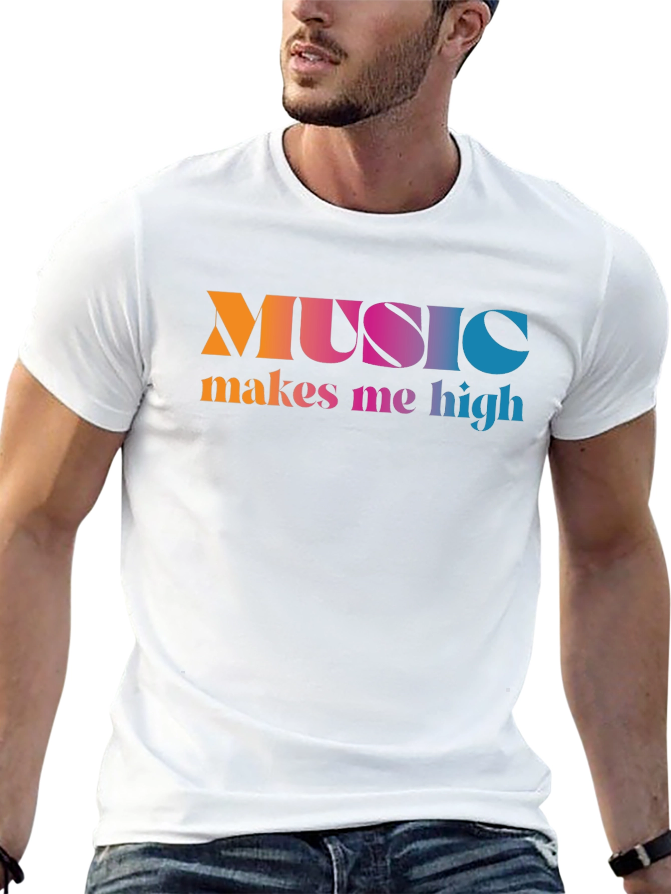 Black Music Makes Me High T-Shirt - Colorful Graphic Tee view 13
