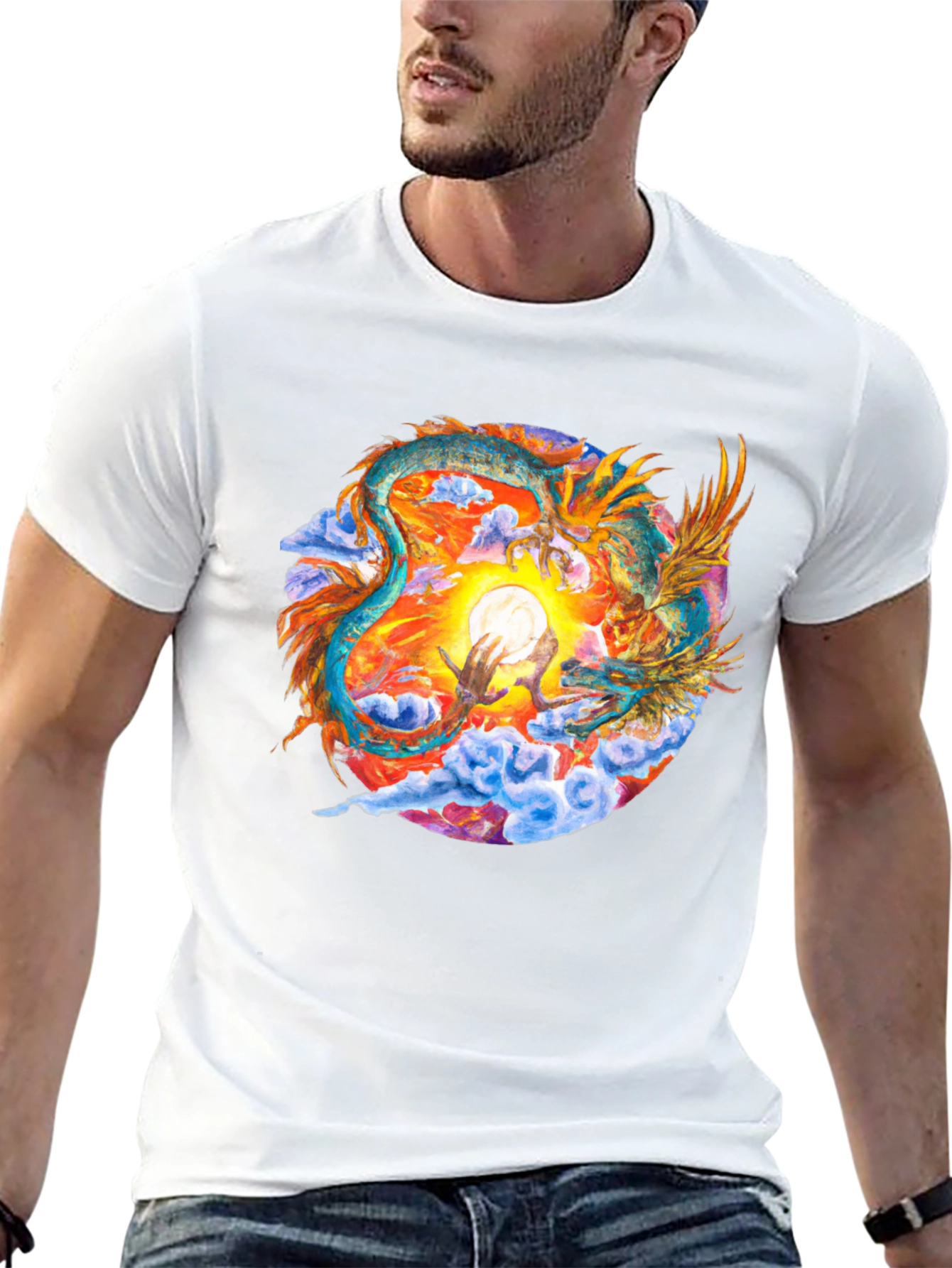 Black Dragon & Moon Graphic Tee - Celestial Style view 13