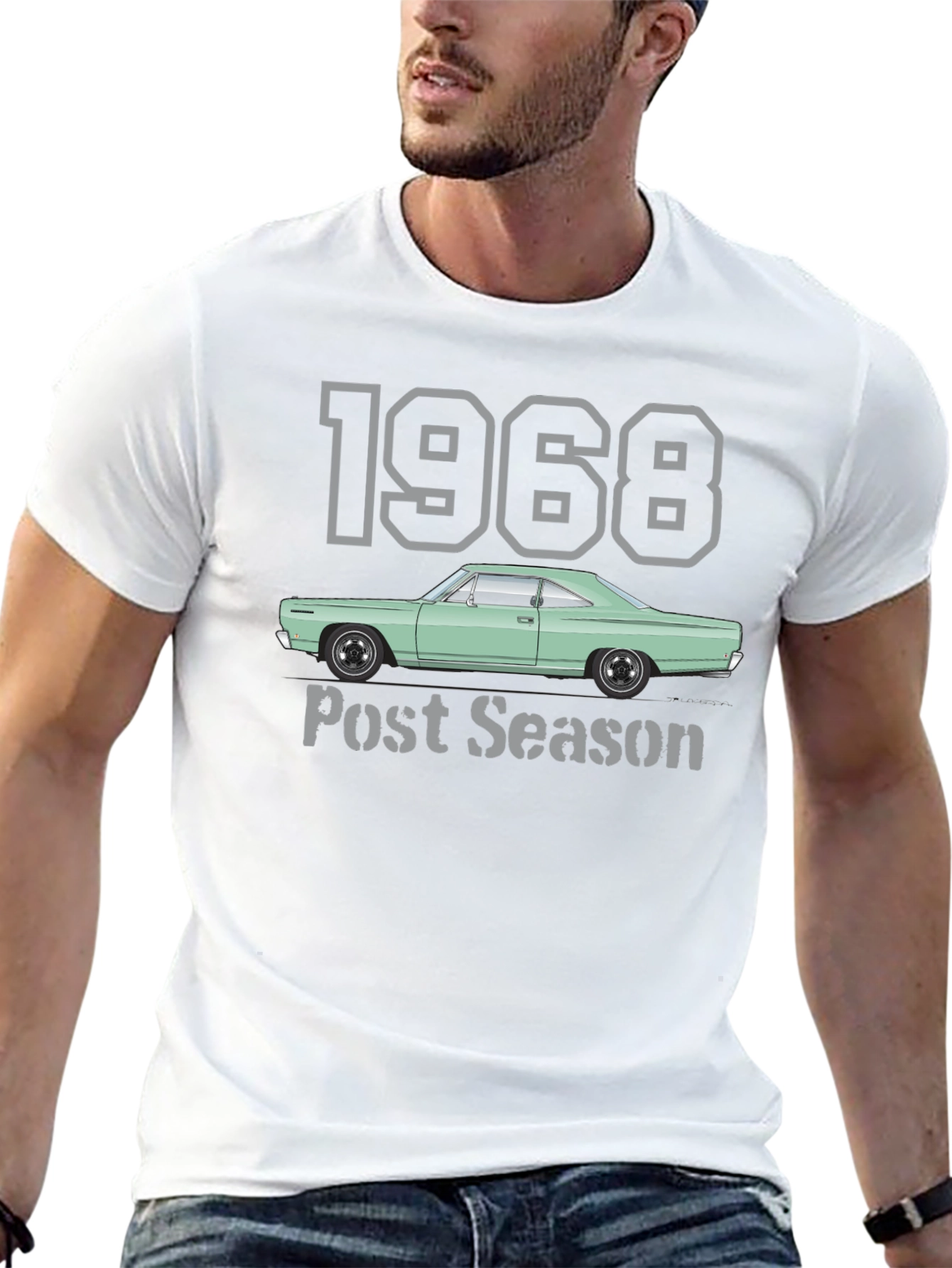 Black 1968 Post Season Car T-Shirt view 13
