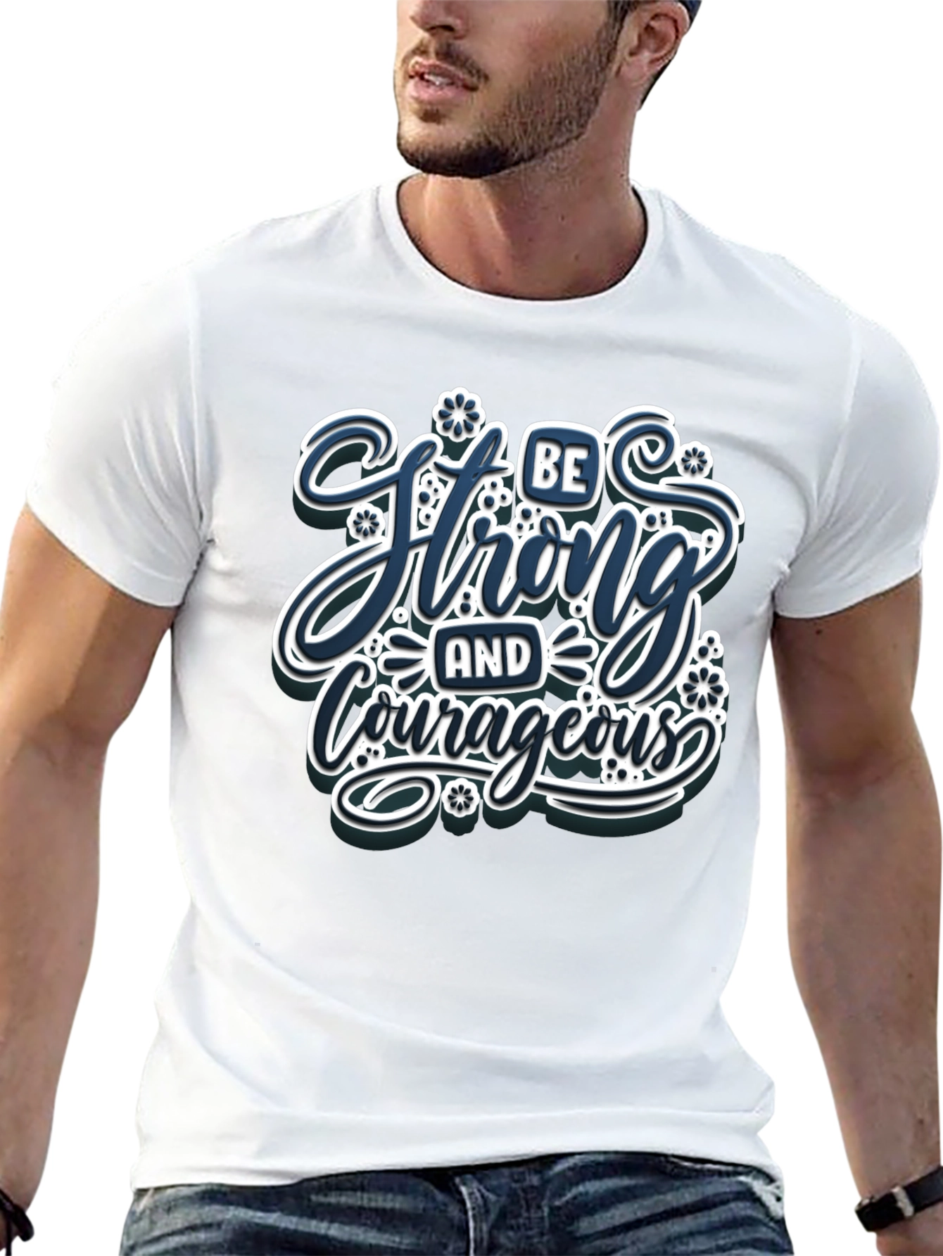 Black Be Strong and Courageous Graphic Tee view 13