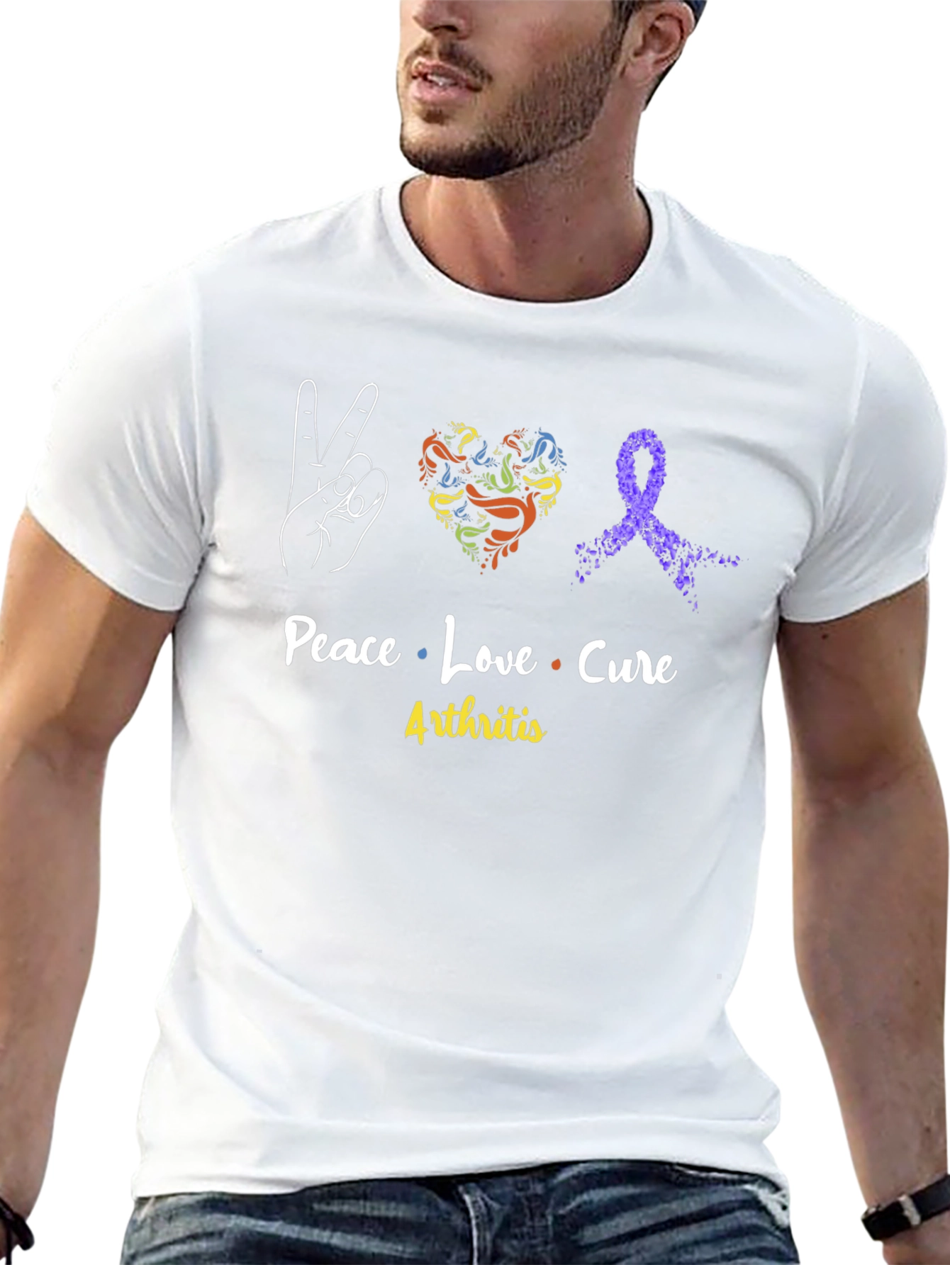 Peace Love Cure Arthritis Awareness T-Shirt - 13