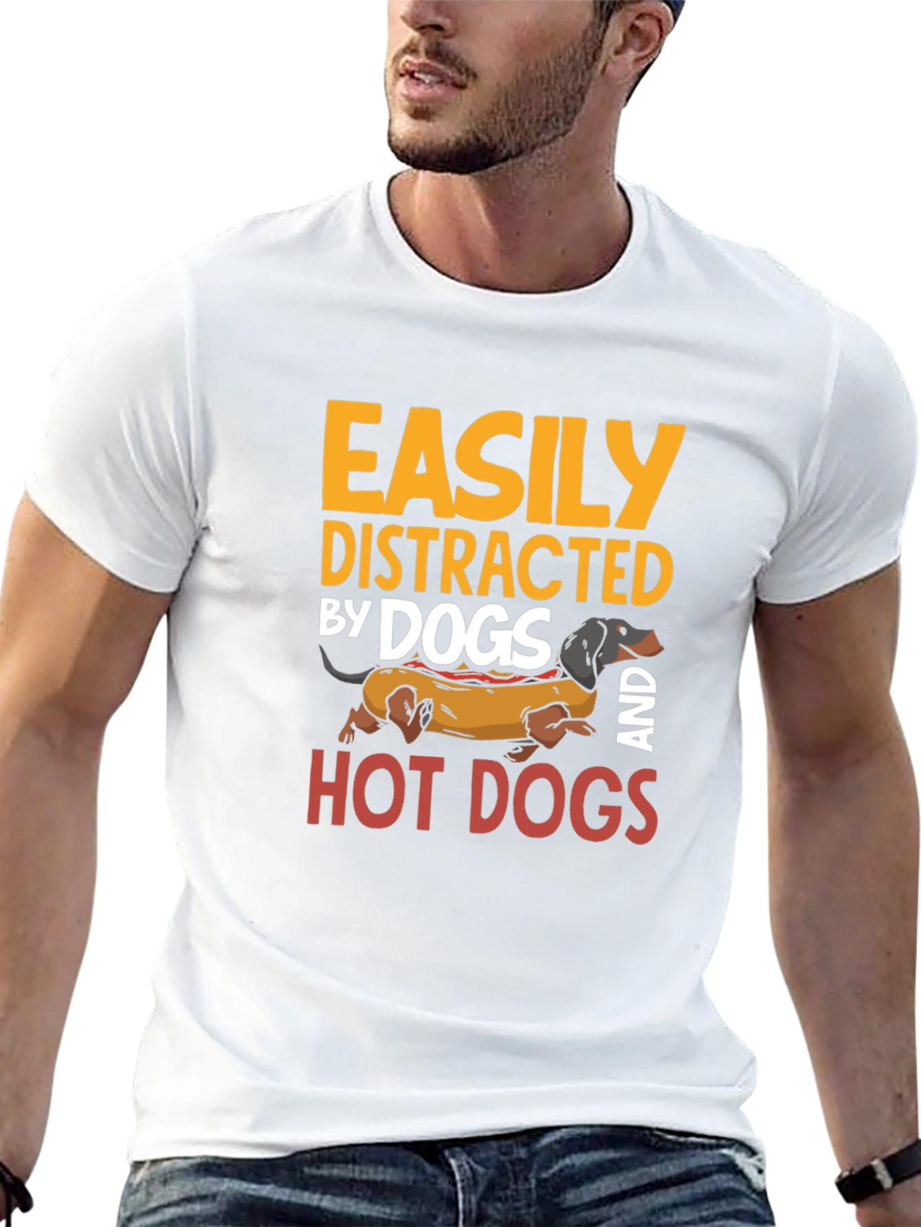 Easily Distracted By Dogs and Hot Dogs T-Shirt - 13