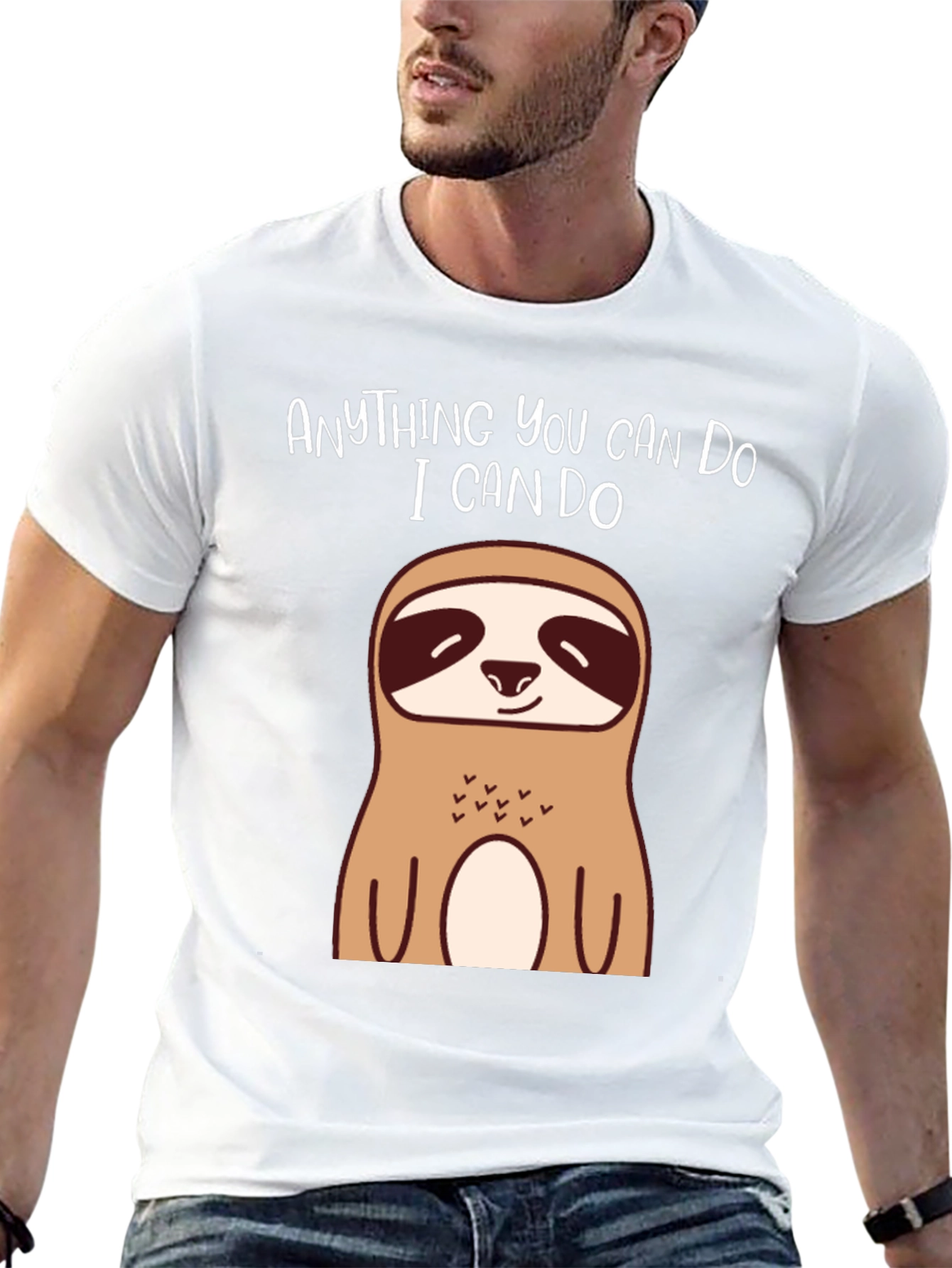 Black Funny Sloth T-Shirt - Anything You Can Do, I Can Do view 13