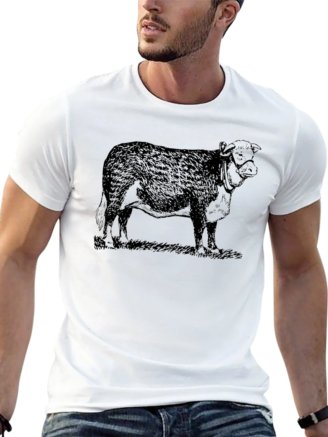 Black Cow Graphic Tee - Black Casual T-Shirt view 13