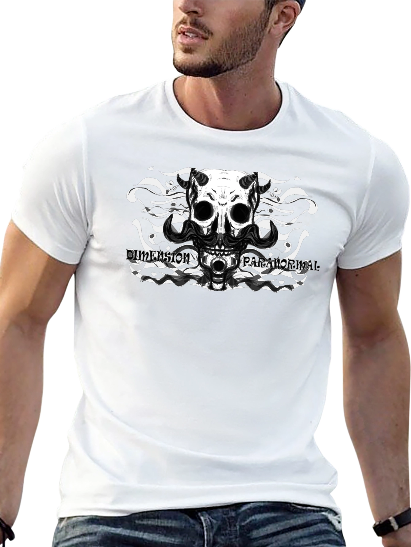 Black Skull Dimension Paranormal Graphic T-Shirt view 13