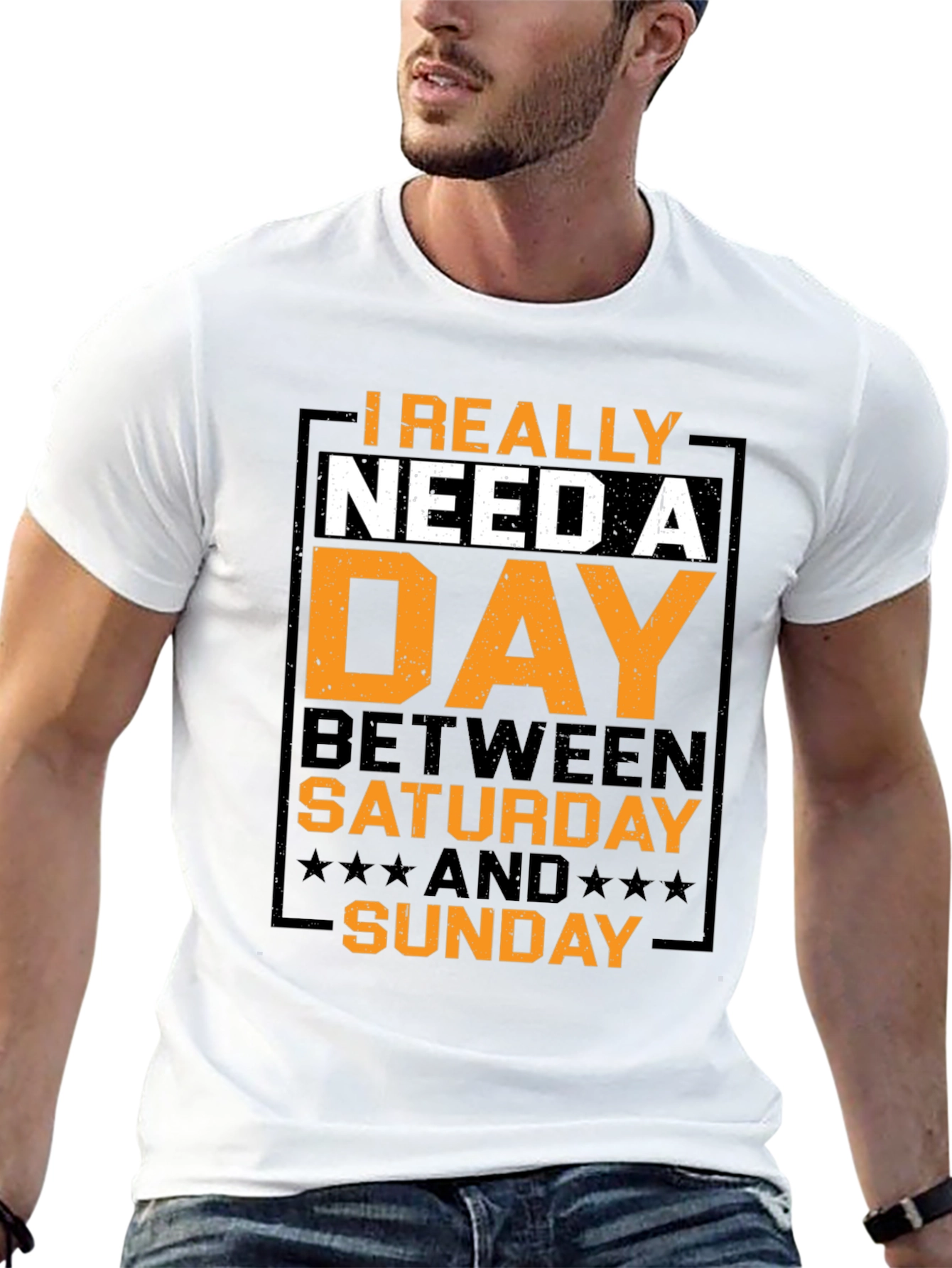 Black Humorous "Day Between" Graphic T-Shirt view 13
