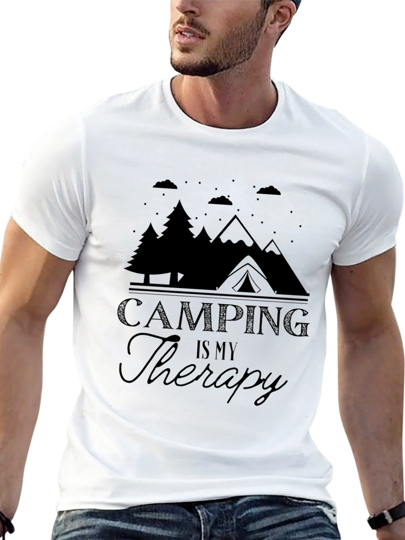 Black Camping Is My Therapy T-Shirt view 13
