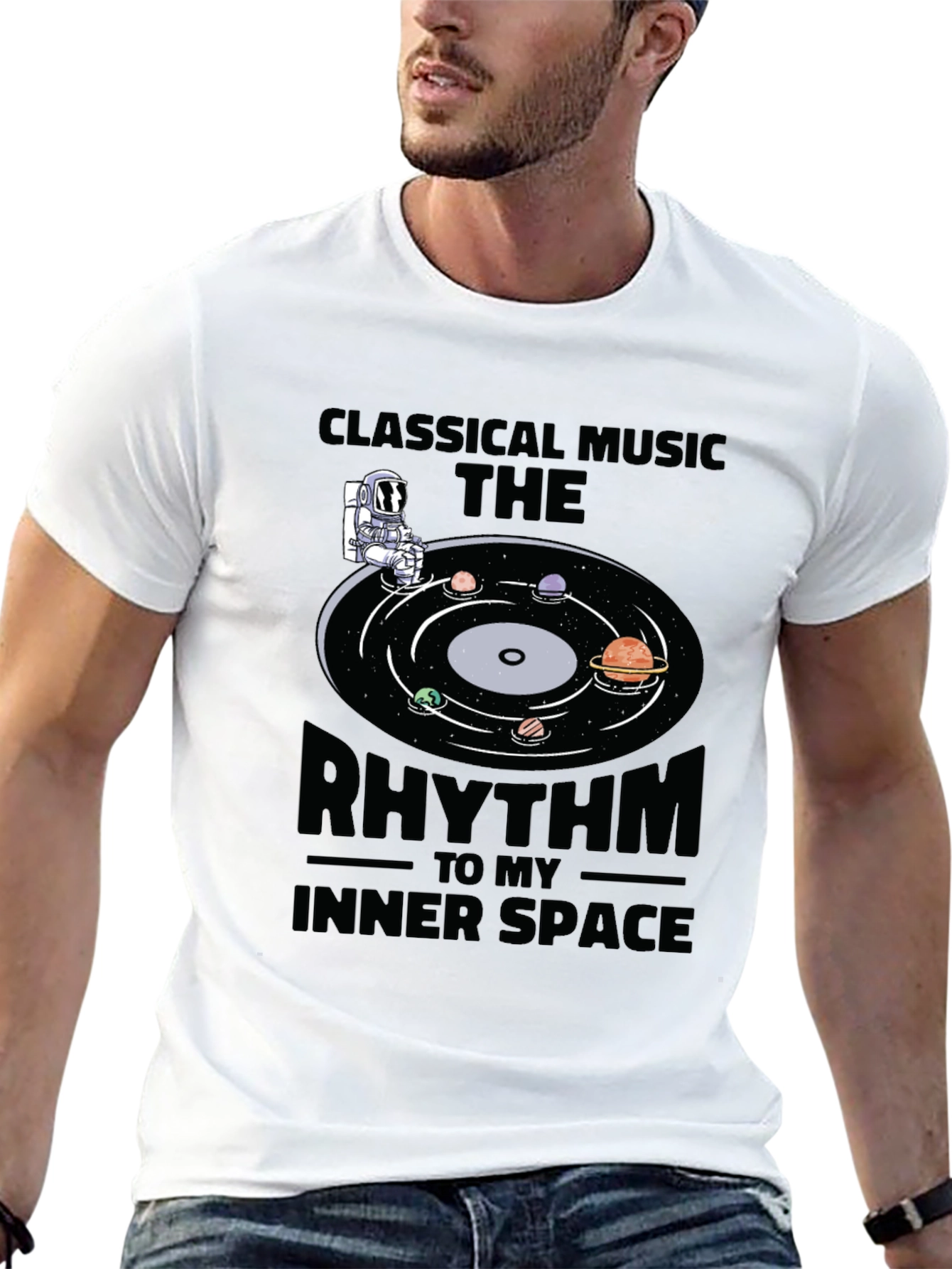 Black Classical Music T-Shirt: Inner Space Rhythm Tee view 13