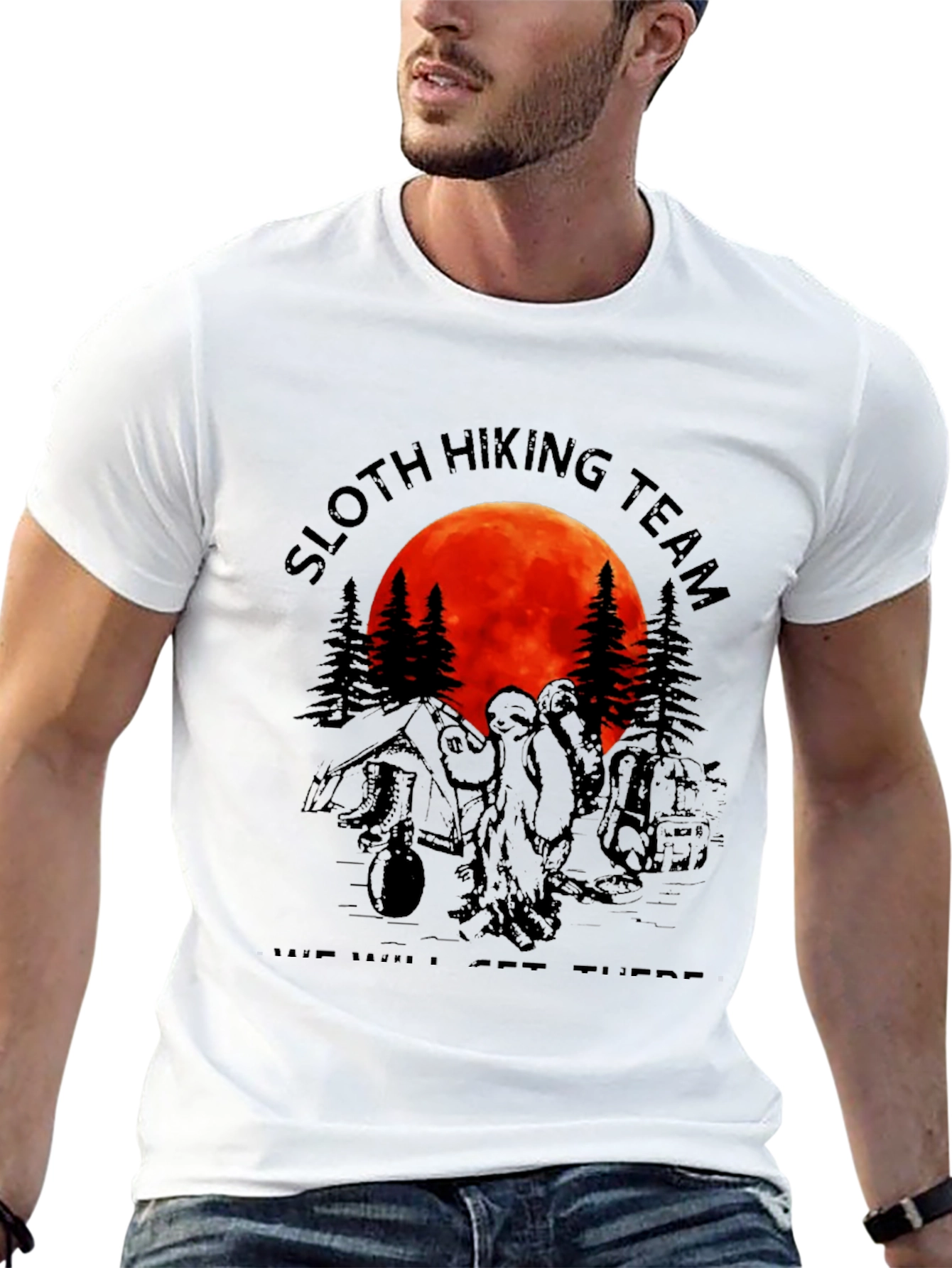 Black Sloth Hiking Team Graphic Tee - "We Will Get There" T-Shirt view 13