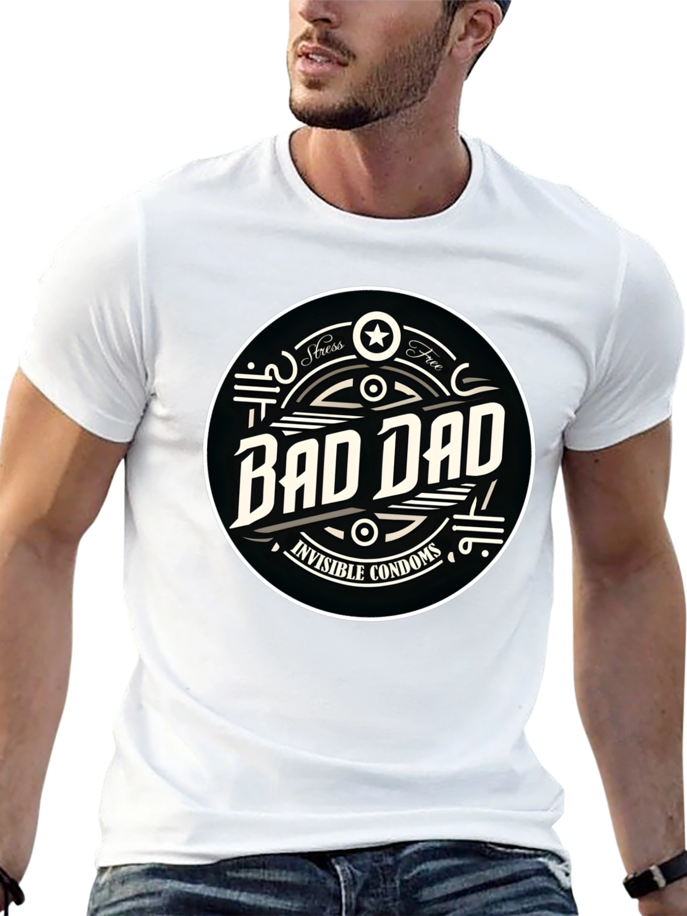 Black Bad Dad Funny Graphic T-Shirt view 13