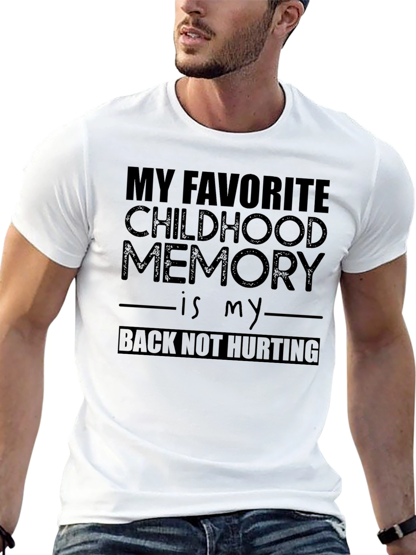 Black Funny Back Pain T-Shirt - Childhood Memory view 13