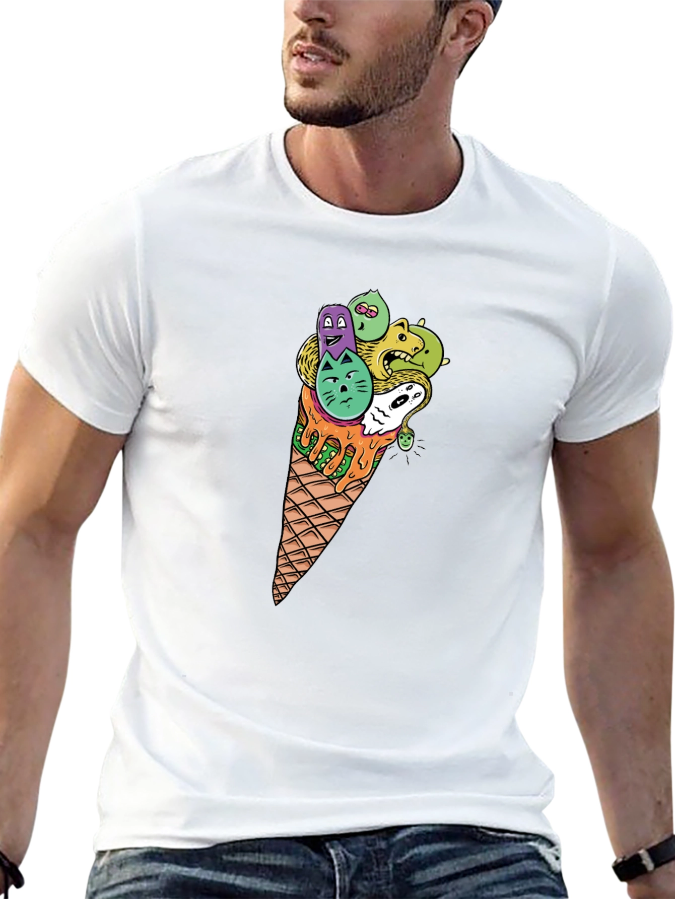 Black Funky Ice Cream Cone Graphic Tee - Black view 13