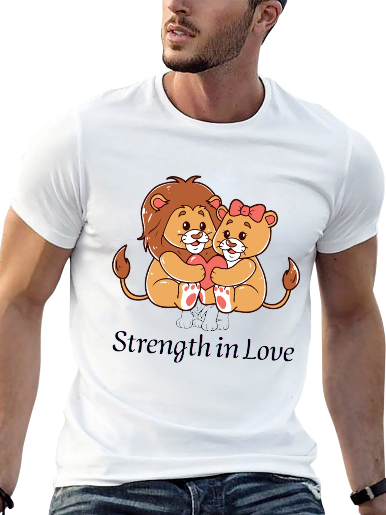 Black Lion Love T-Shirt - Strength in Love Design view 13