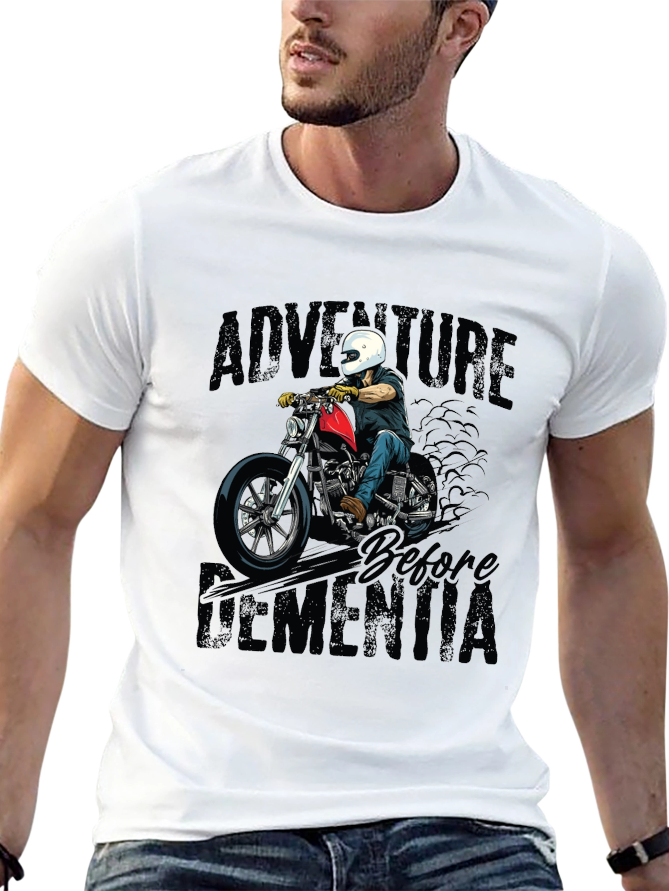 Black Adventure Before Dementia Biker Graphic Tee view 13