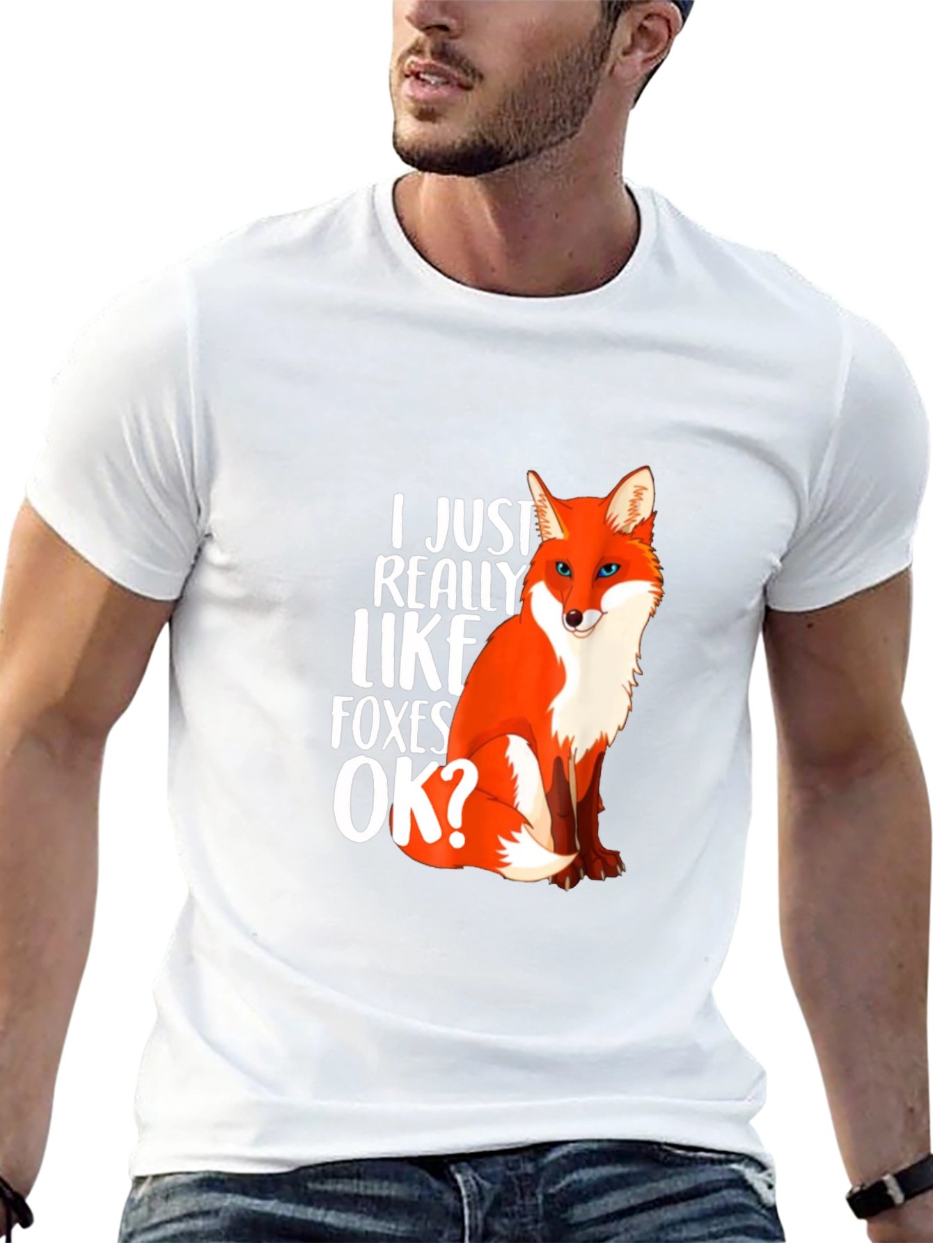 Black I Just Really Like Foxes OK? Graphic T-Shirt view 13
