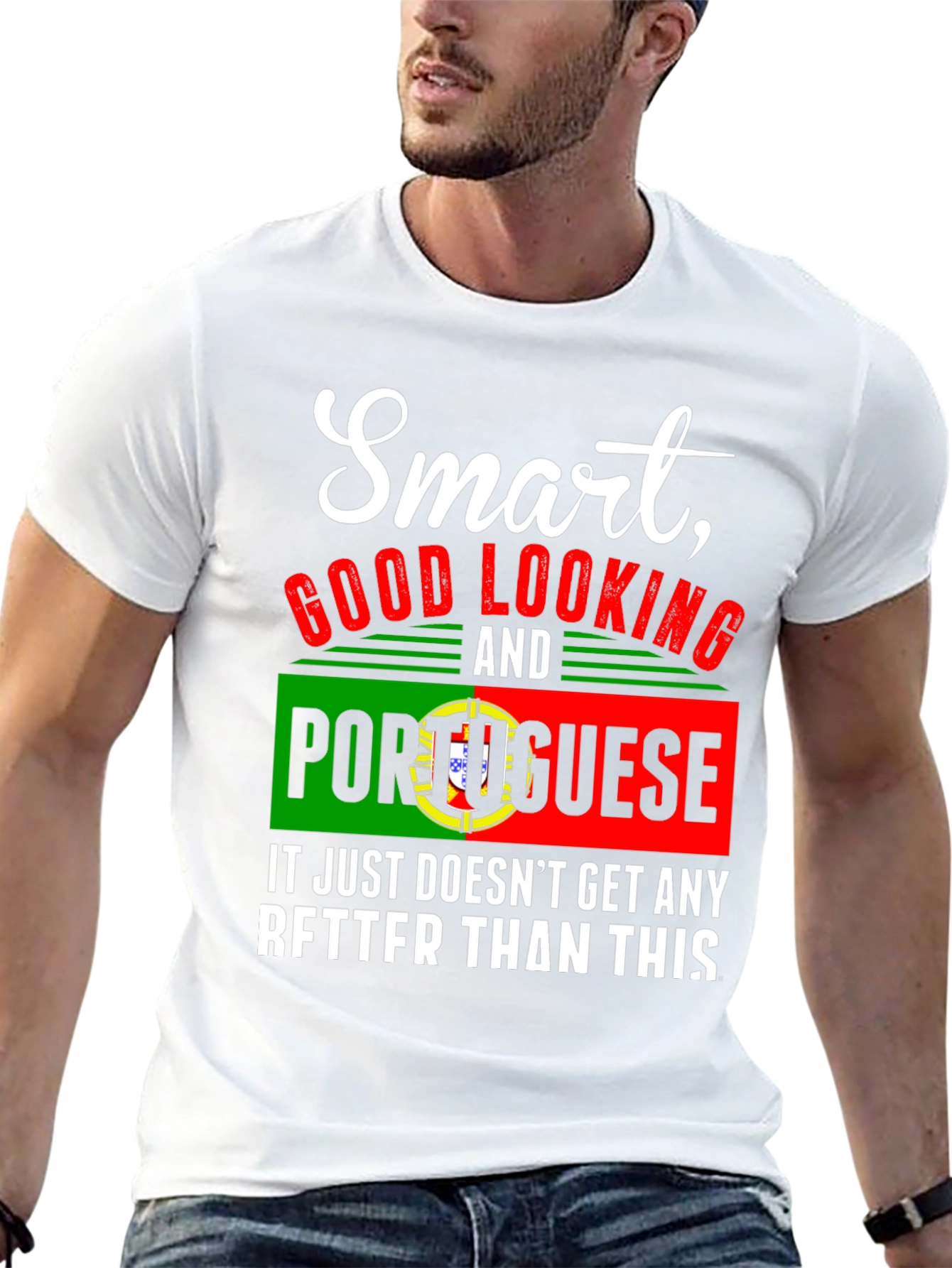 Black Smart Good Looking Portuguese Graphic Tee view 13