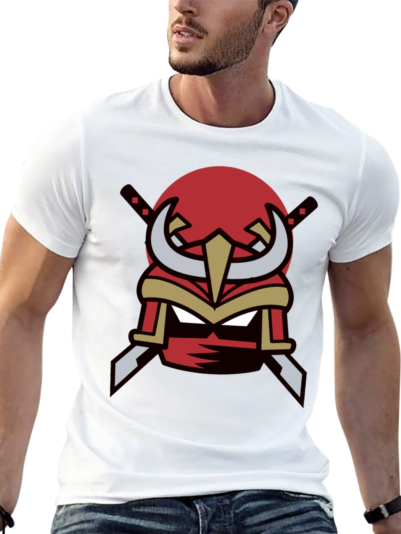 Black Red Ninja Mask Graphic Tee - Cool Samurai Style view 13