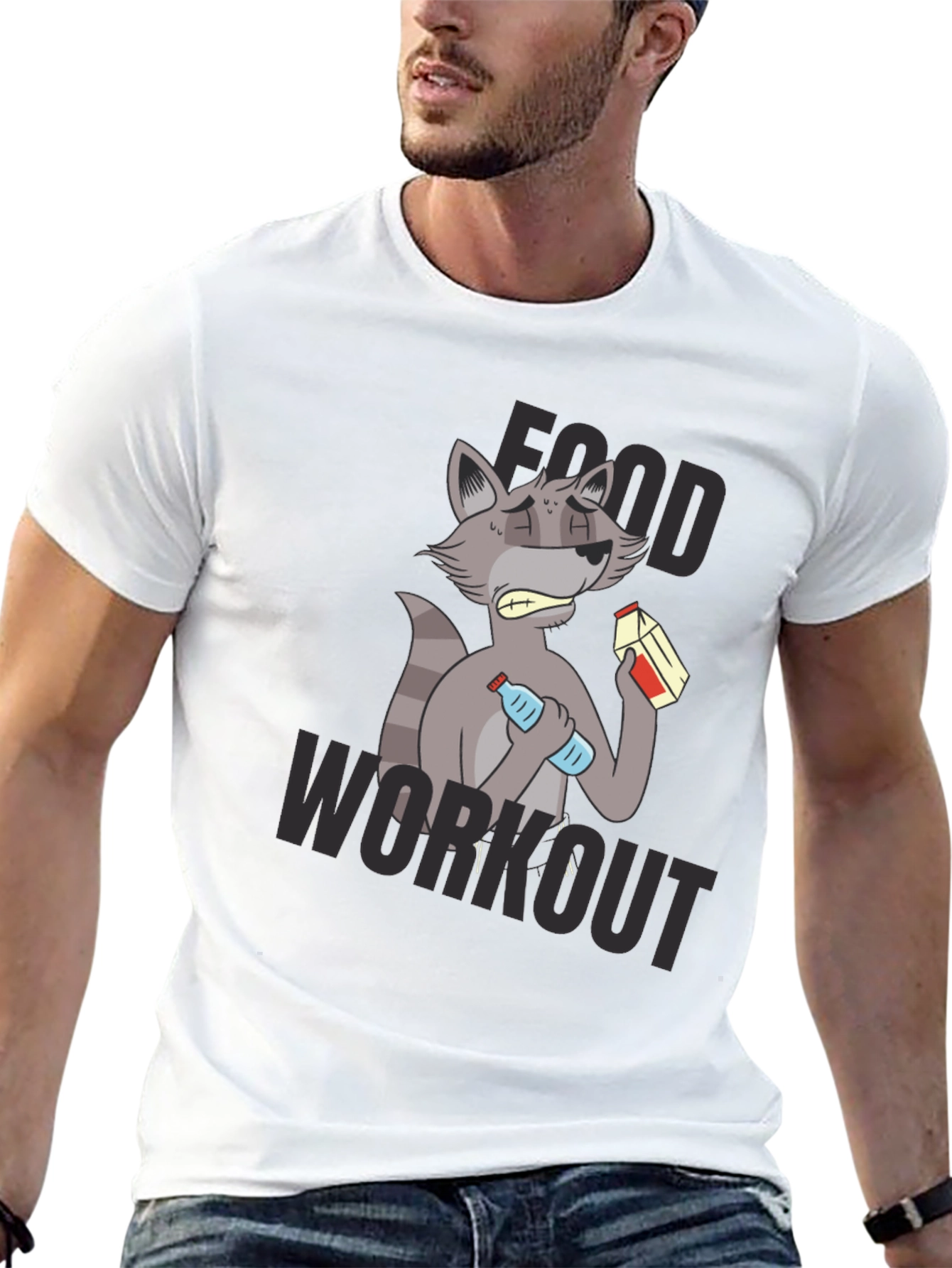 Black Food Workout T-Shirt - Funny Raccoon Gym Tee view 13