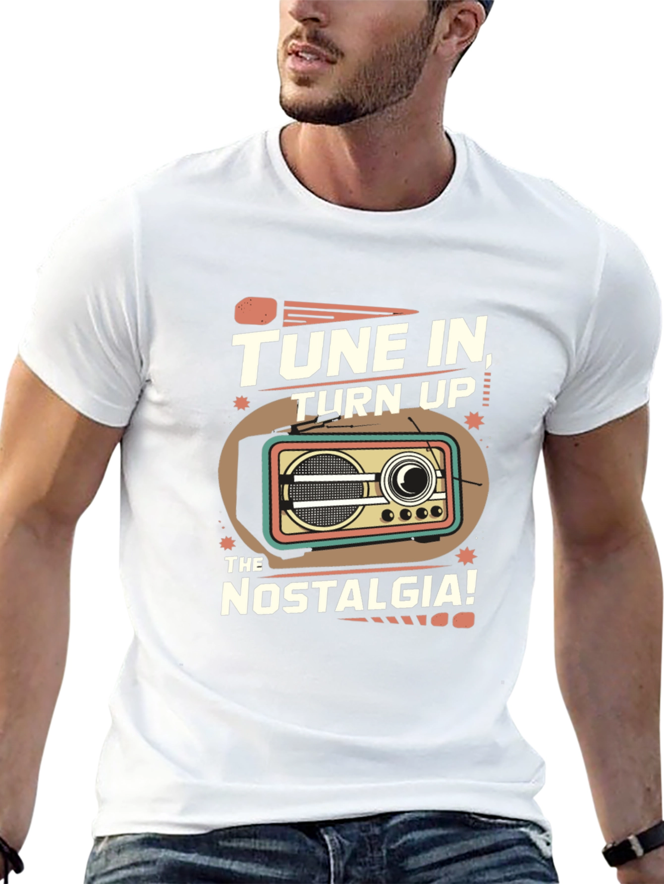 Black Tune In Nostalgia Retro Radio T-Shirt view 13