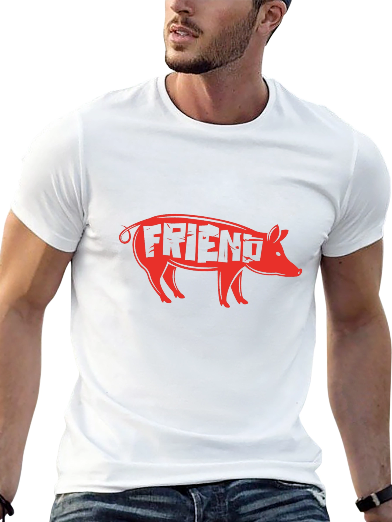 Black Pig Friend Graphic Tee - Black Unisex Shirt view 13