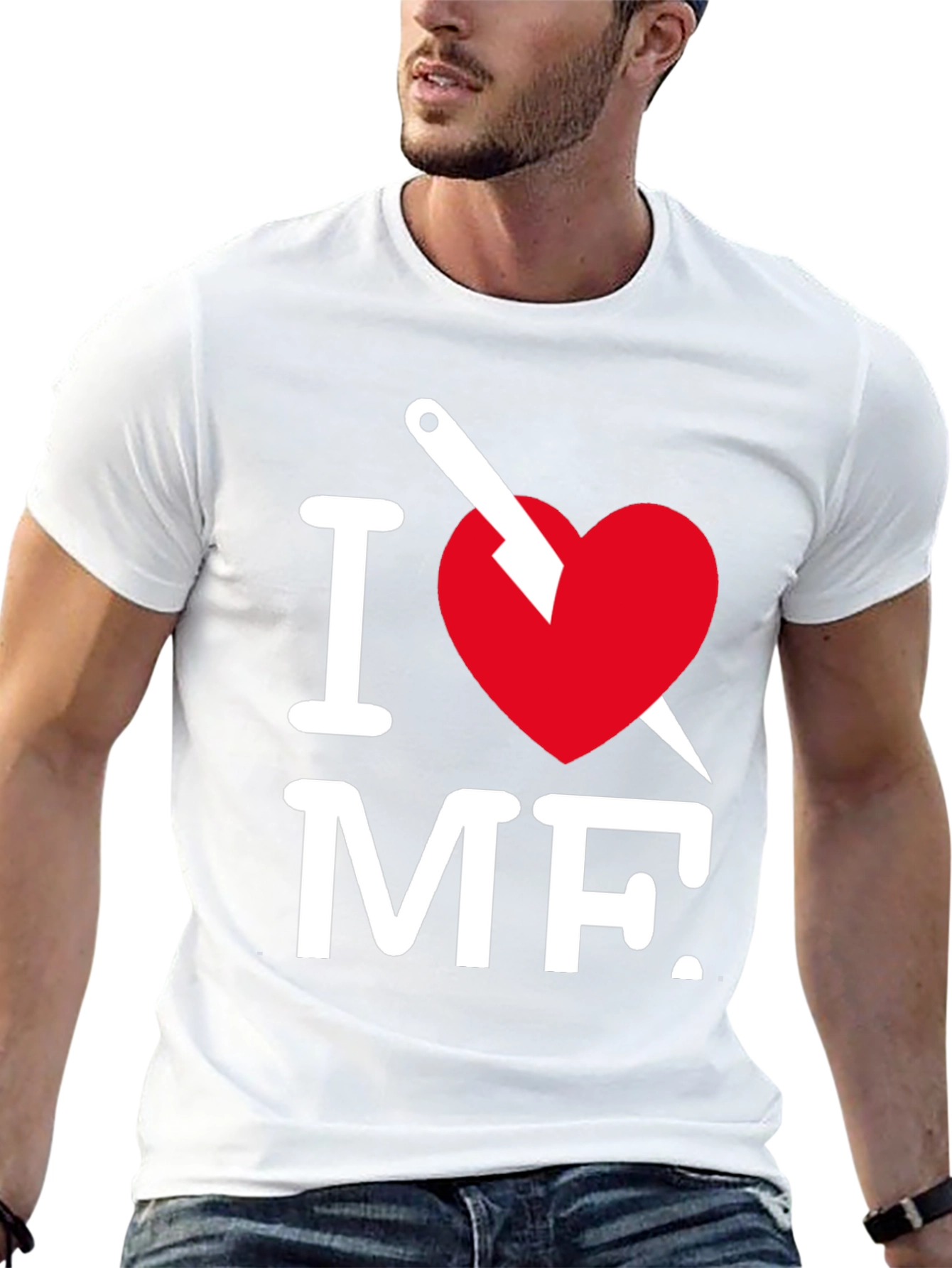 Black I Heart MF Graphic Tee - Black Crew Neck T-Shirt view 13