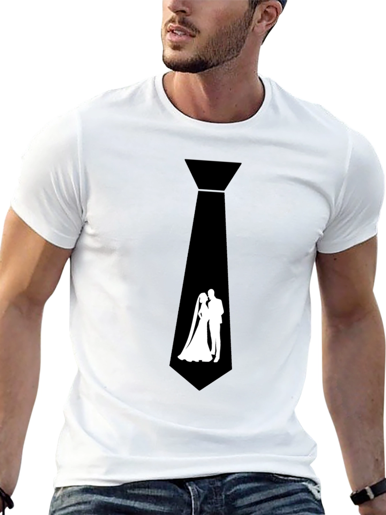 Black Novelty Wedding Tie Graphic Tee - Black view 13