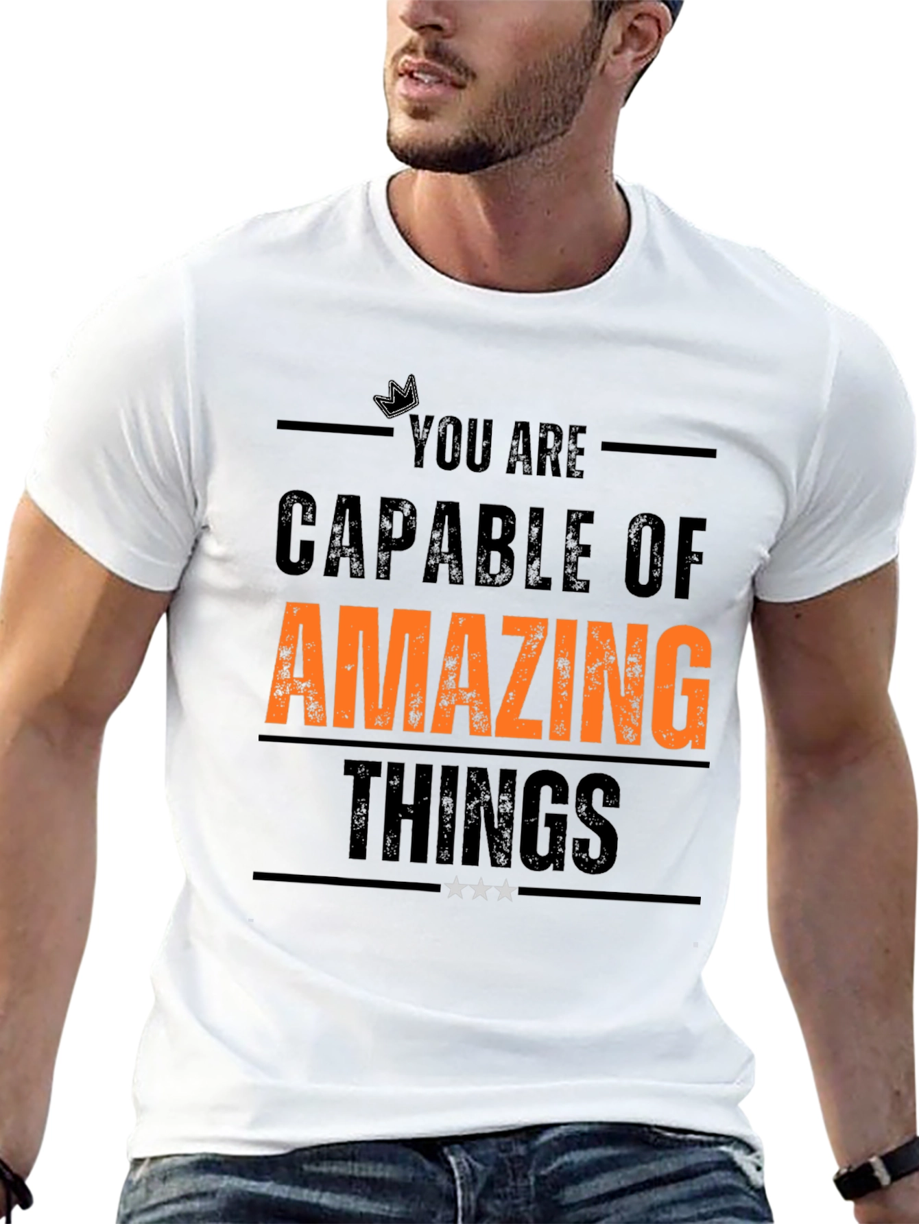 Black Inspirational T-Shirt: You Are Capable of Amazing Things view 13