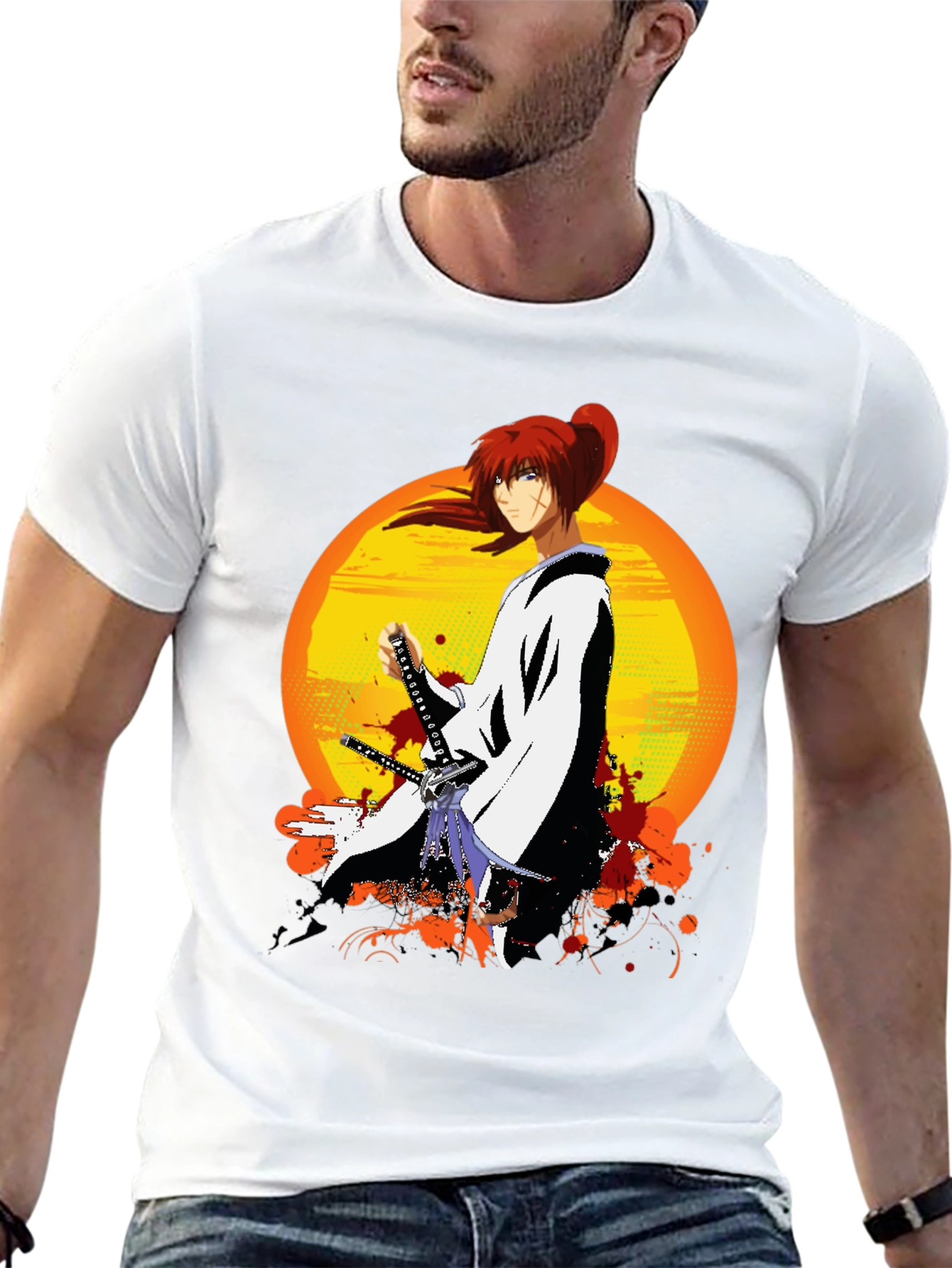 Black Anime Samurai T-Shirt view 13