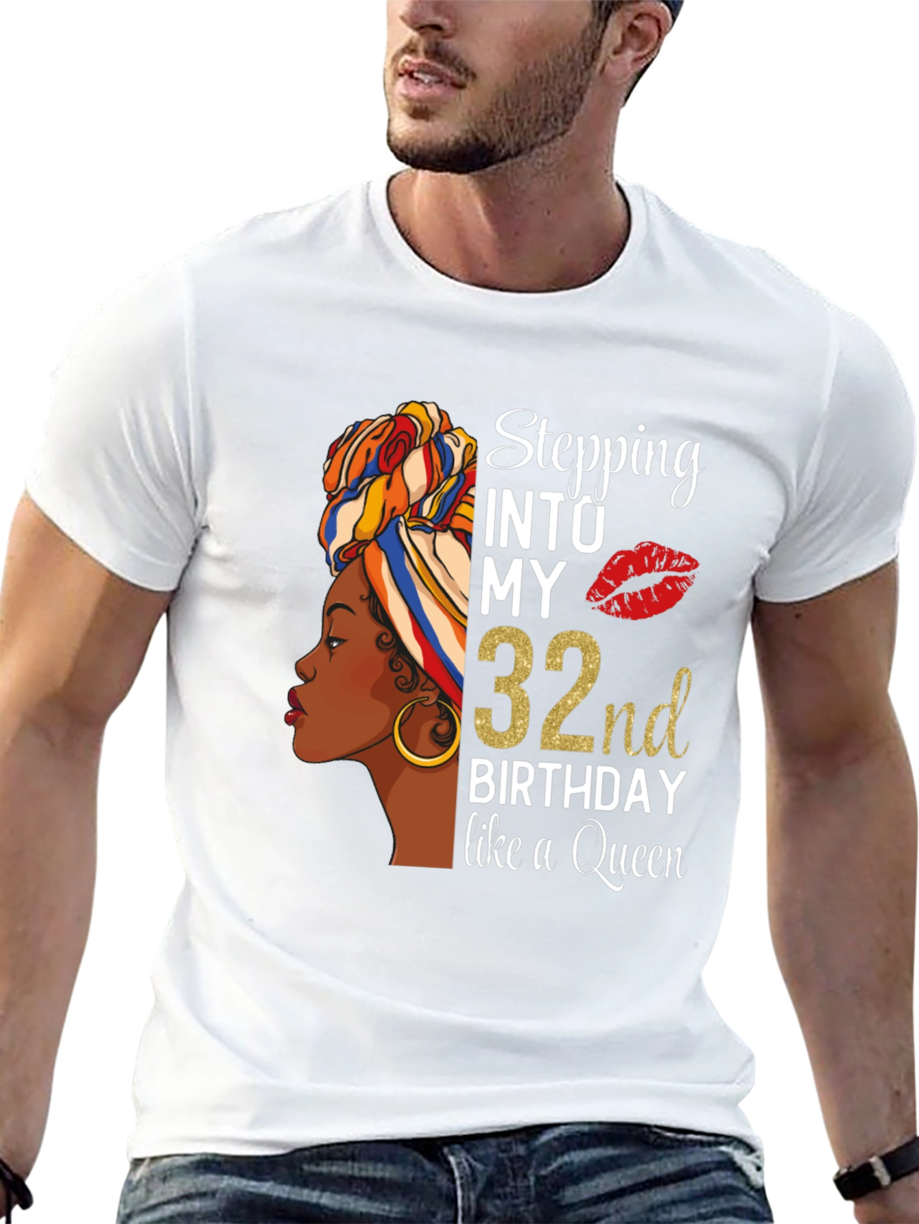 Black Stepping Into My 32nd Birthday T-Shirt view 13