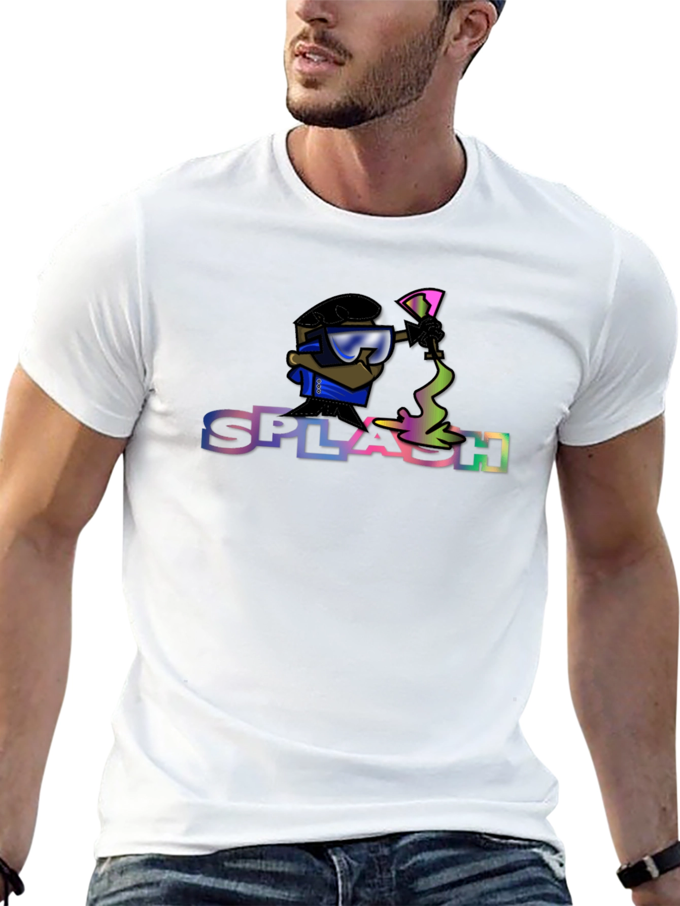 Black Splash Graphic Tee - Cool Cartoon Print view 13